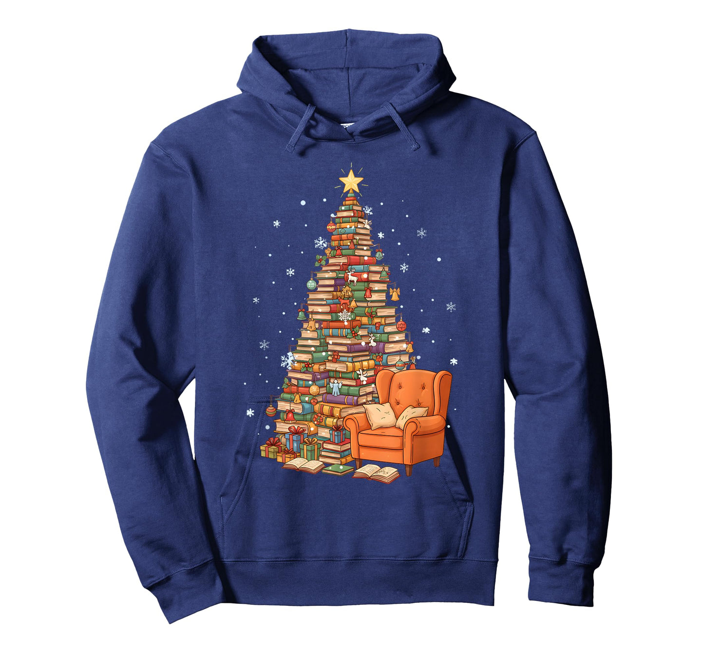 Funny Christmas Books Tree Book Lover Teacher Librarian T-Shirt