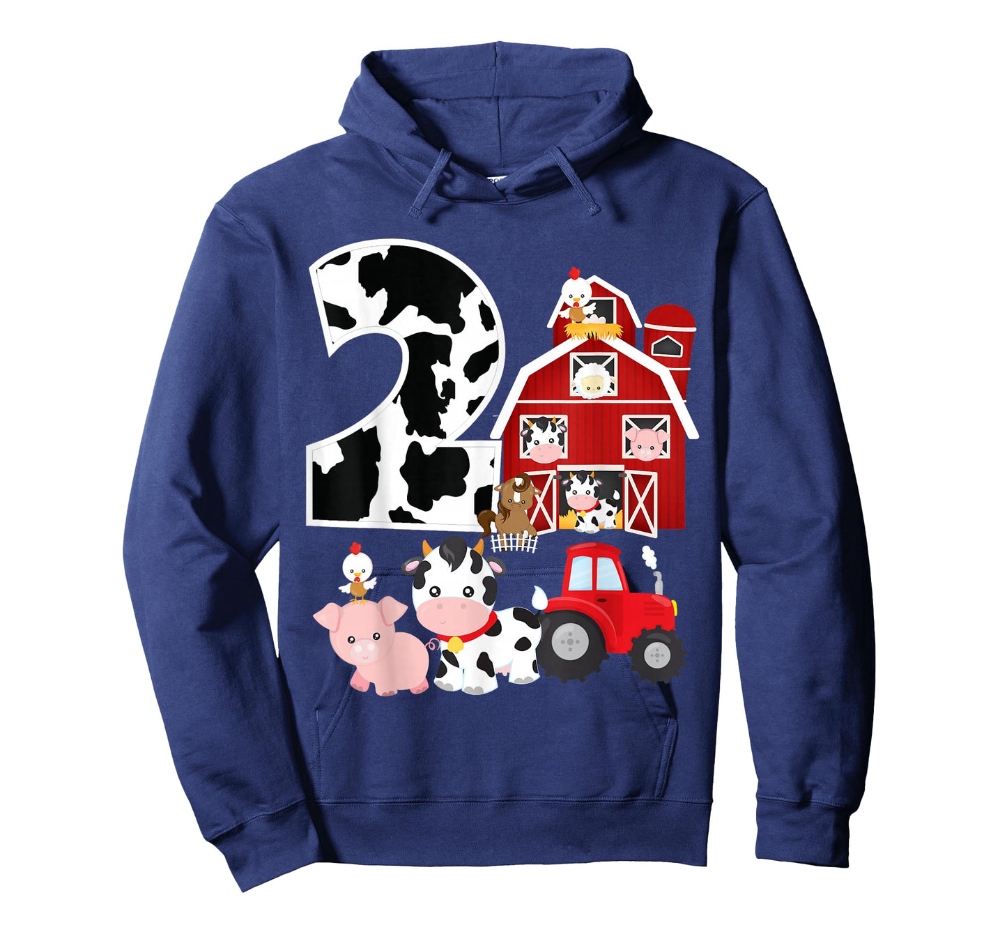 Farm Barnyard Theme Pig Cow Horse 2nd Birthday 2 Yrs Old T-Shirt