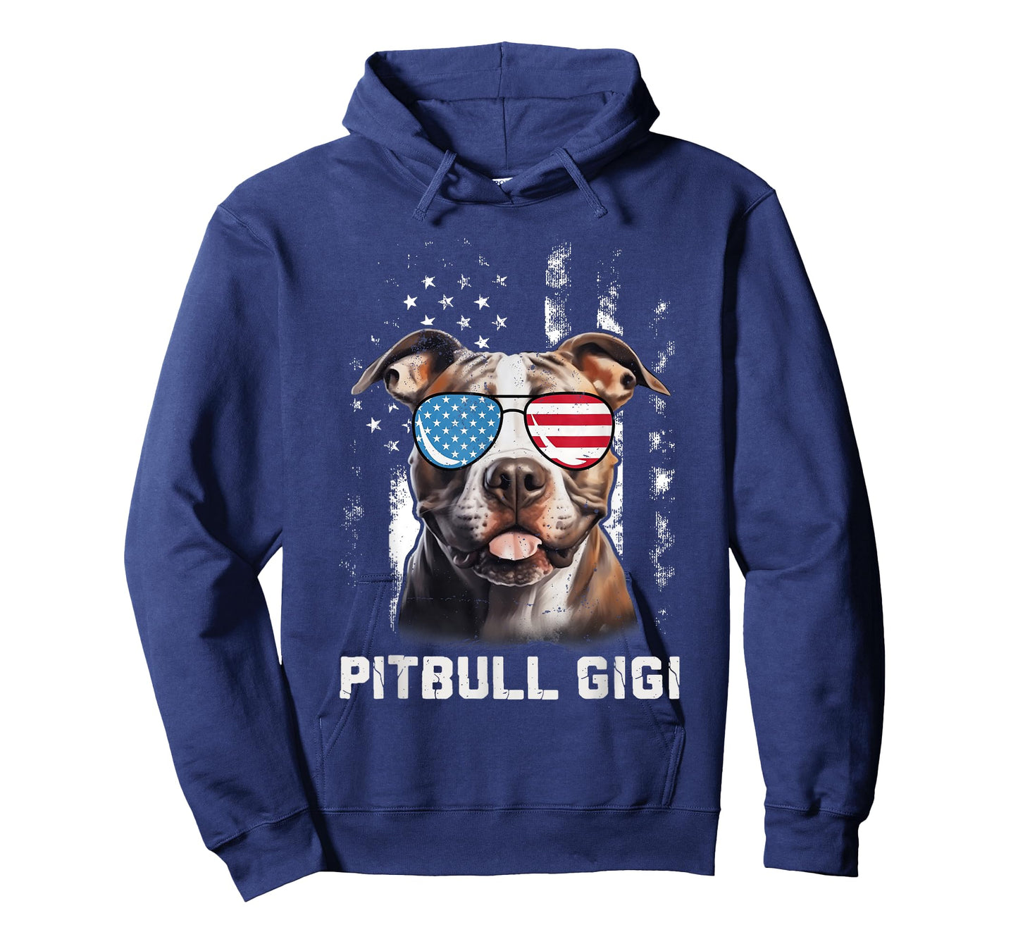 Pitbull Gigi American Flag Sunglasses 4th Of July Dog Men Women Kids T-Shirt