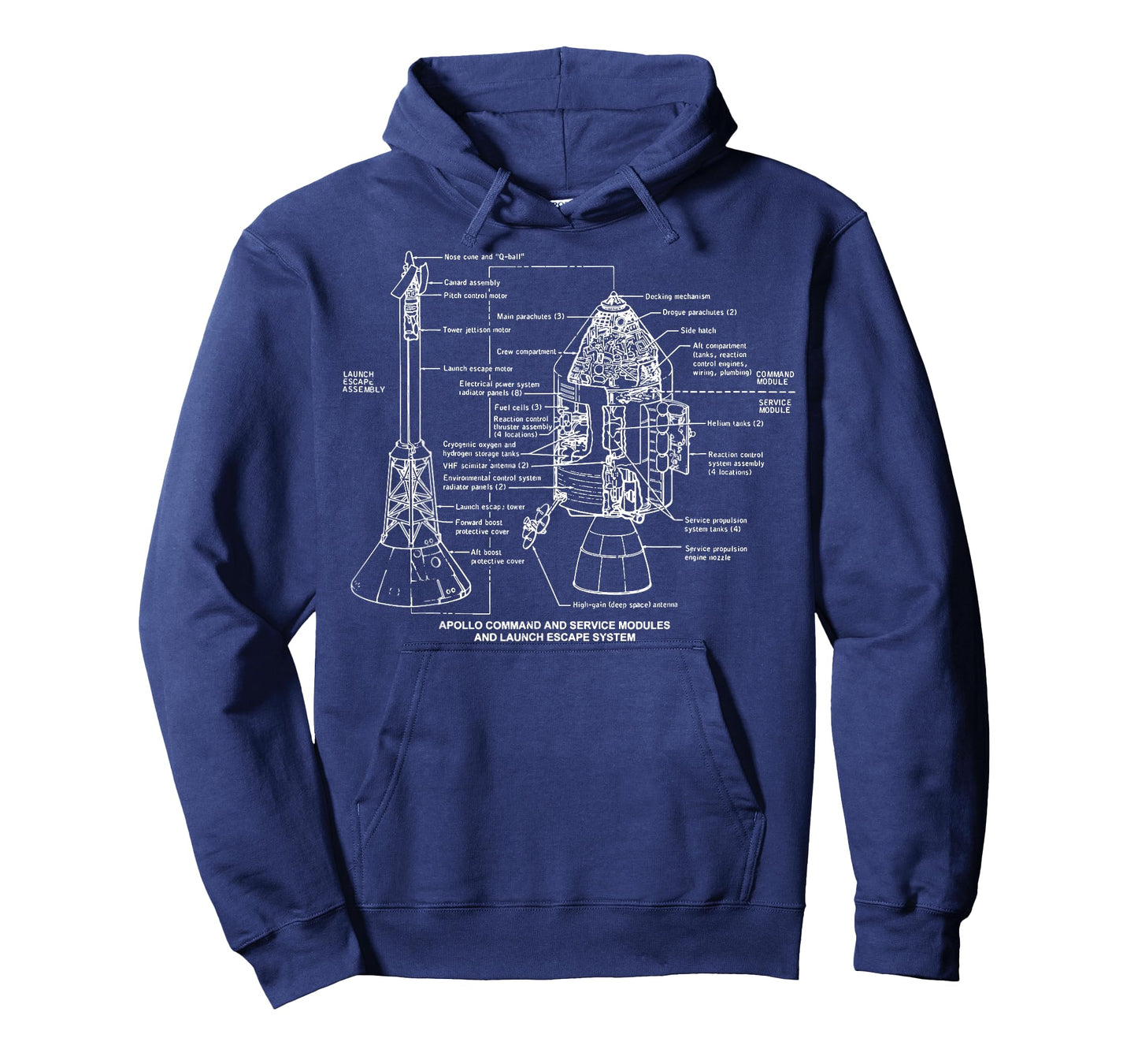 Apollo Launch Escape System Space Module Diagram Blueprint T-Shirt
