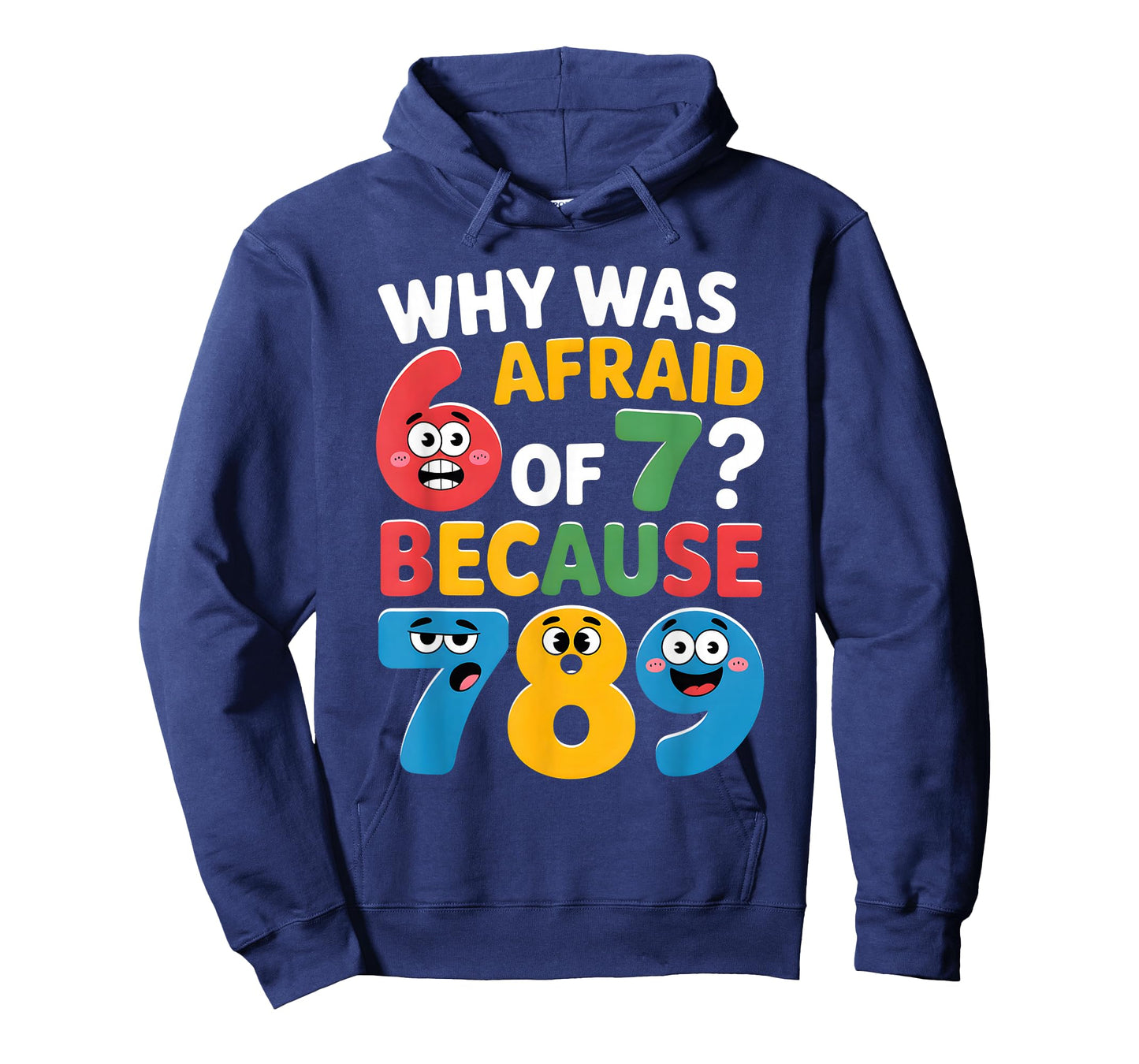 Why was 6 Afraid of 7 Funny Math Day Joke Cartoon Numbers T-Shirt