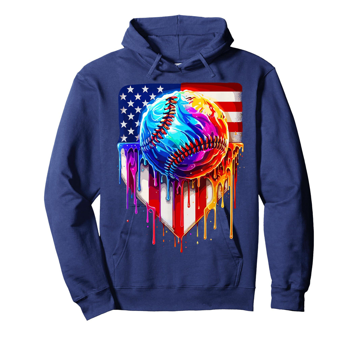 Baseball Ice Cream American Flag Drip T-Shirt