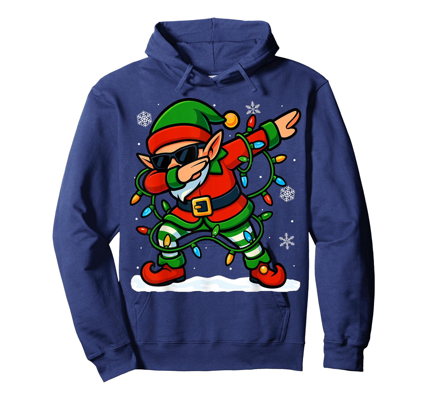Dabbing Elf Christmas Girls Xmas Lights Funny Boys Christmas T-Shirt