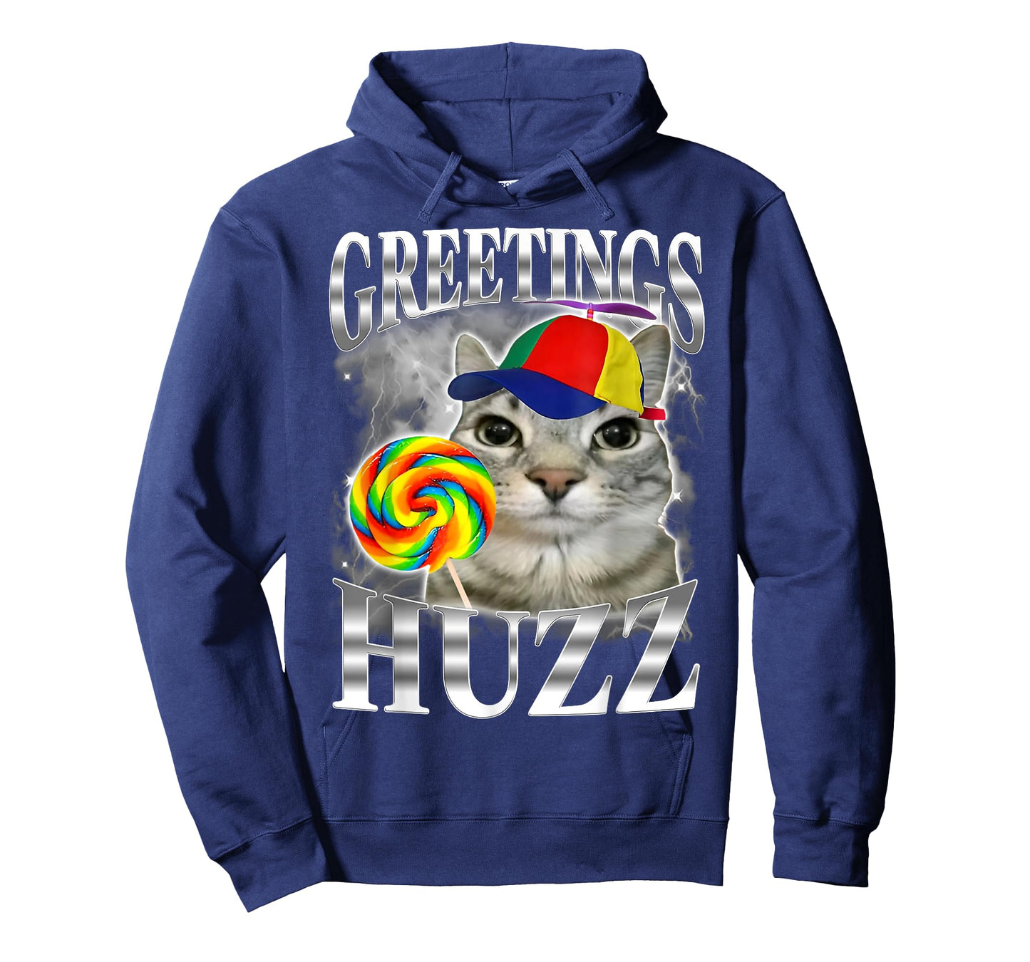 Lollipop Cat Meme Greetings Huzz Funny Silly Cat Humor Men Women T-Shirt