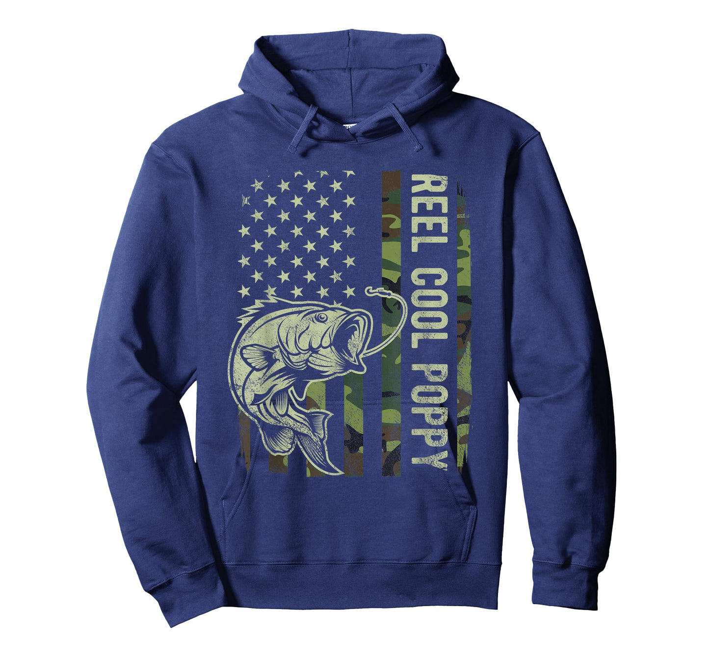 Reel Cool Poppy Camouflage American Flag Fathers Day T-Shirt