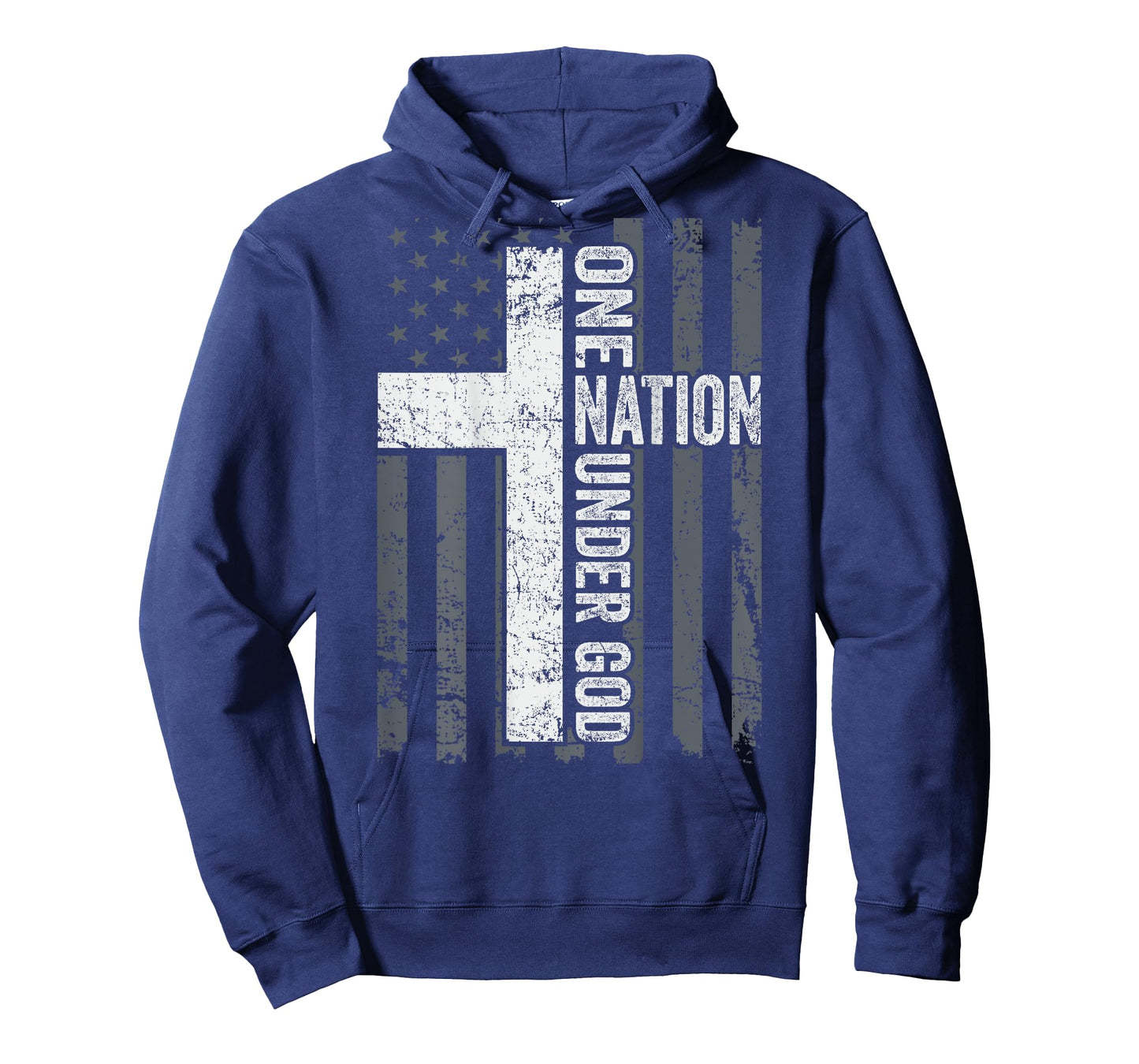 ONE NATION UNDER GOD - Christian Worship Cross Flag -ON BACK T-Shirt