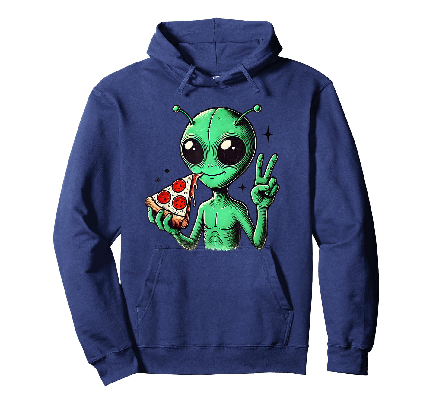 Funny Alien Head Eating Pizza UFO Extraterrestrial T-Shirt