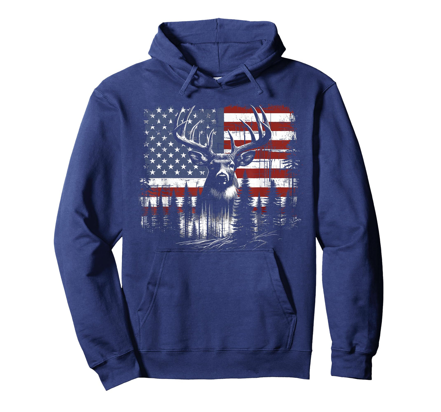 Deer Hunting American Flag Whitetail Buck Antlers T-Shirt