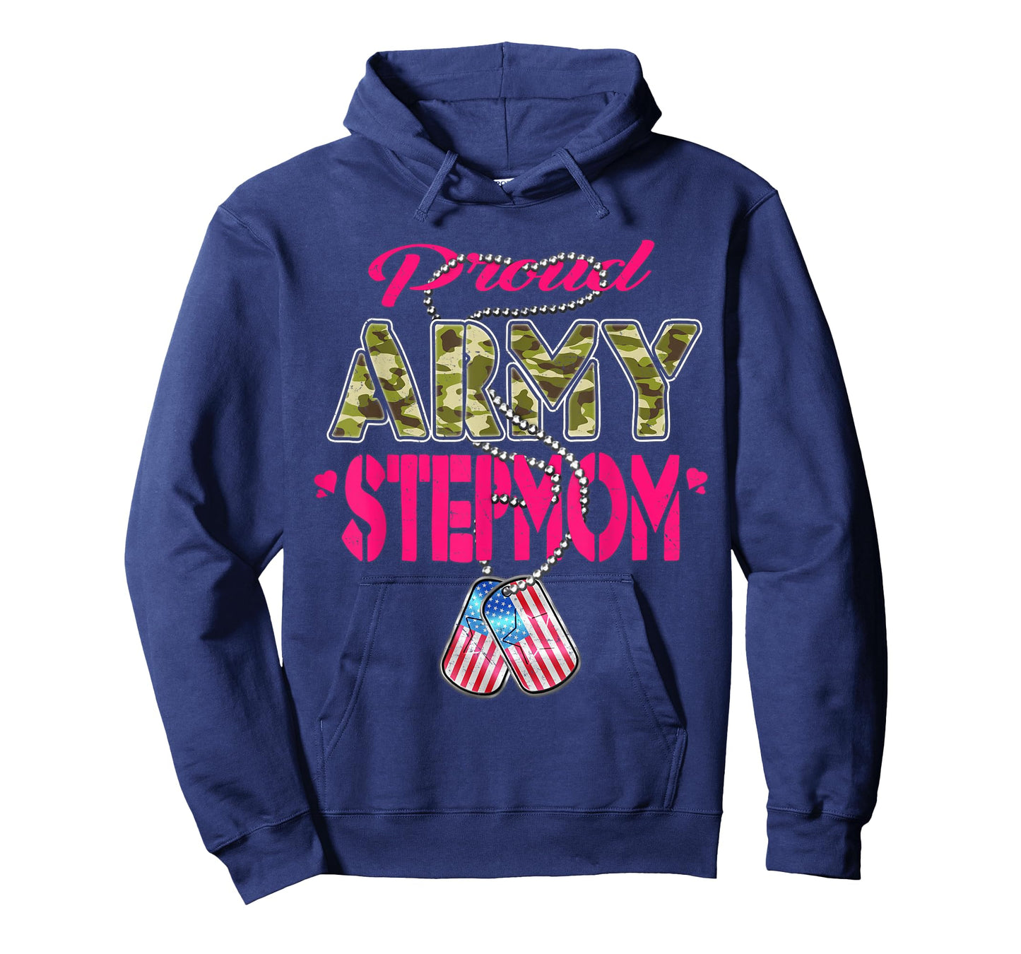 Proud Army Stepmom US Flag Camo Dog Tags Military Stepmother T-Shirt