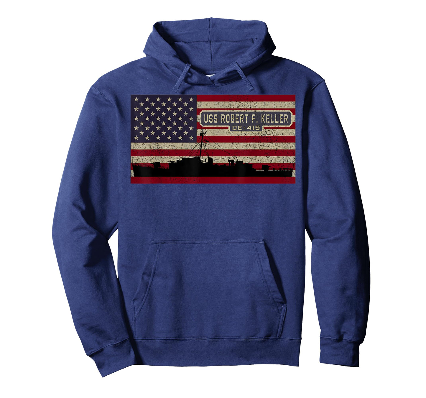 USS Robert F Keller DE-419 Ship American Flag T-Shirt for Women Kids Men