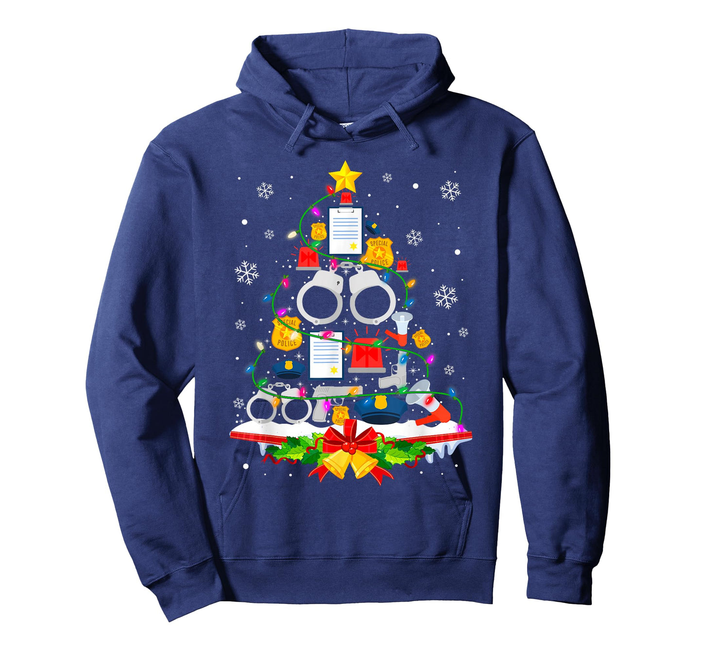 Police Christmas Tree Lights Funny Police Lover T-Shirt