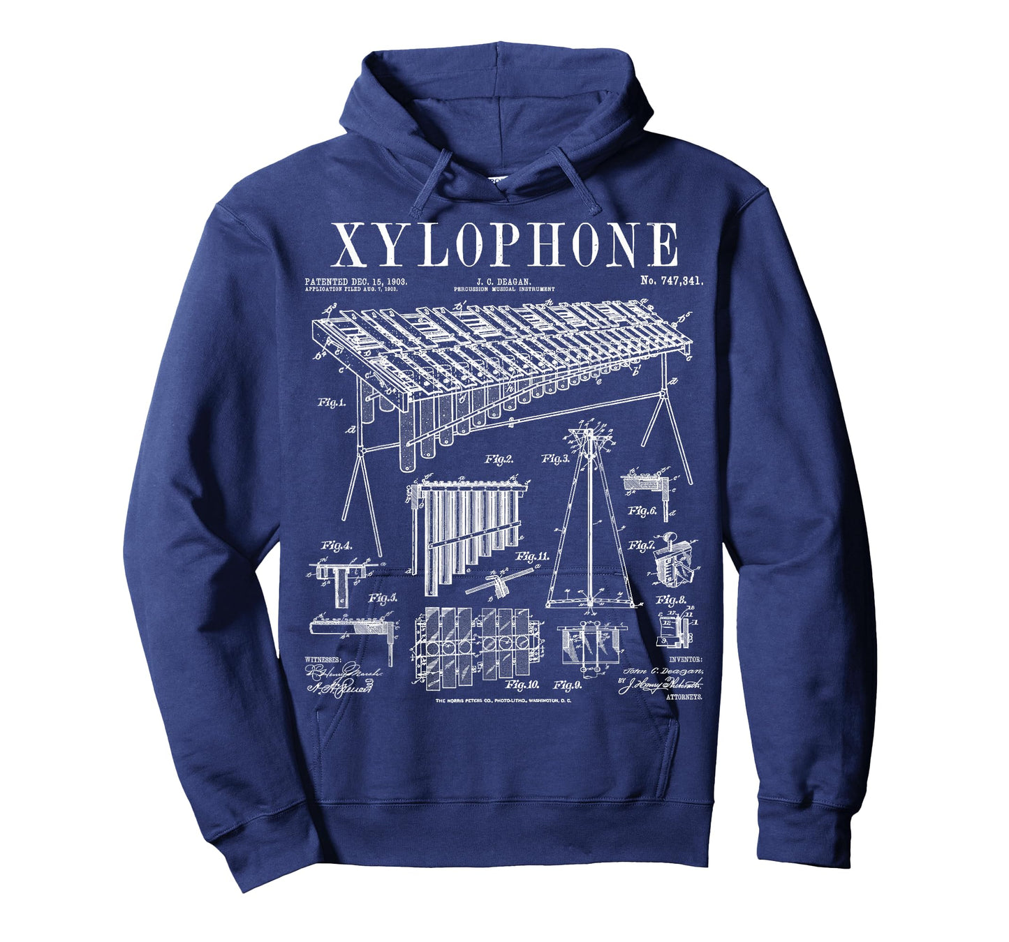Xylophone Player Musician Musical Instrument Vintage Patent T-Shirt