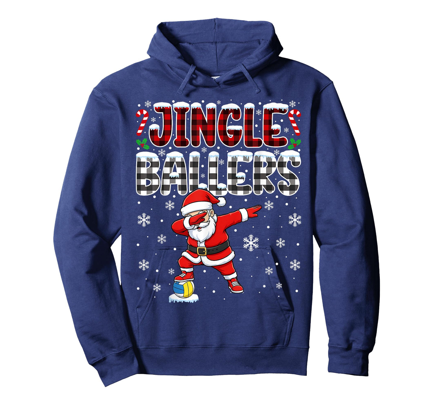 Jingle Ballers Plaid Santa Dabbing Volleyball Christmas T-Shirt