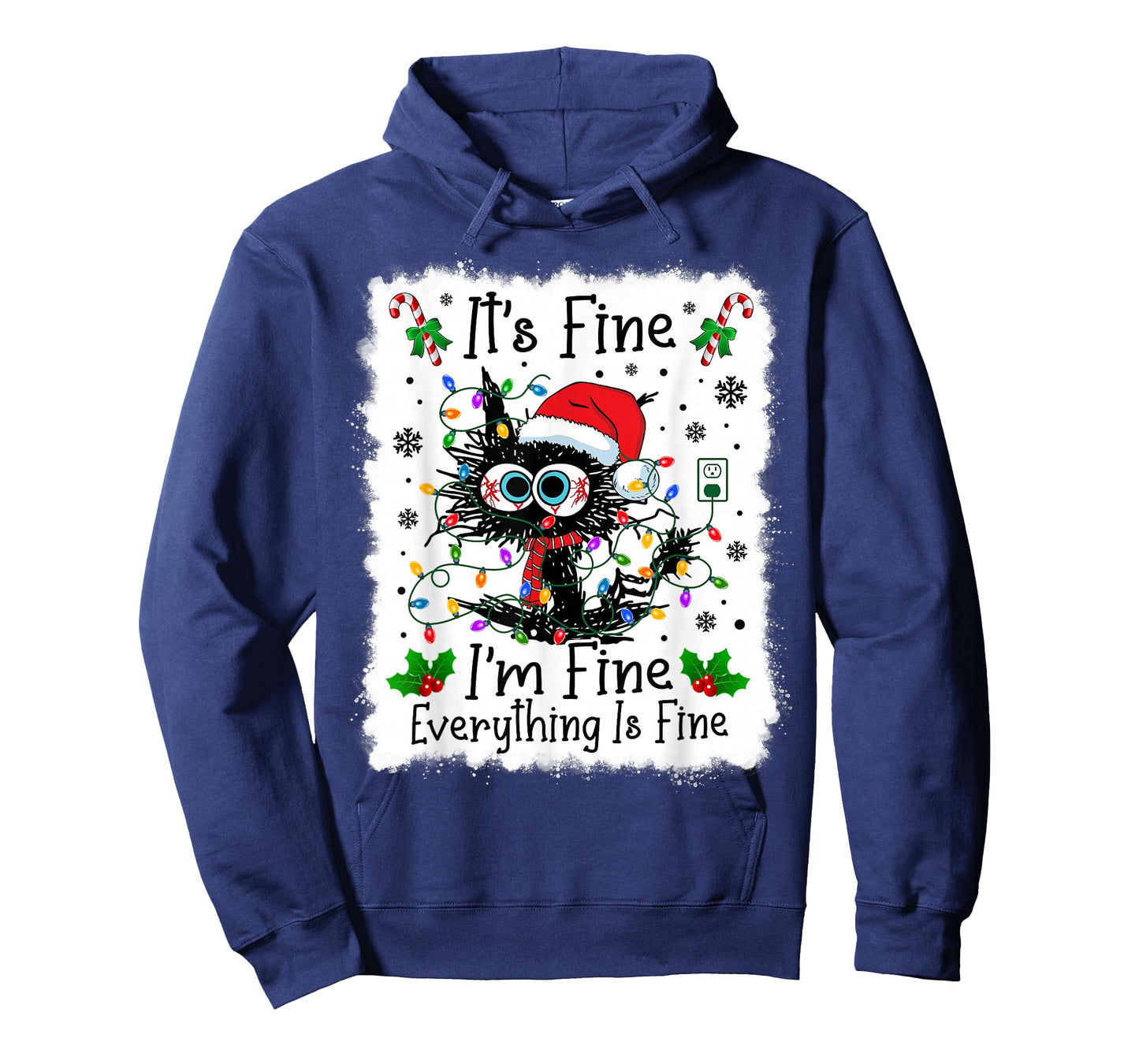 It's Fine I'm Fine Everything is Fine Cat Christmas Lights T-Shirt