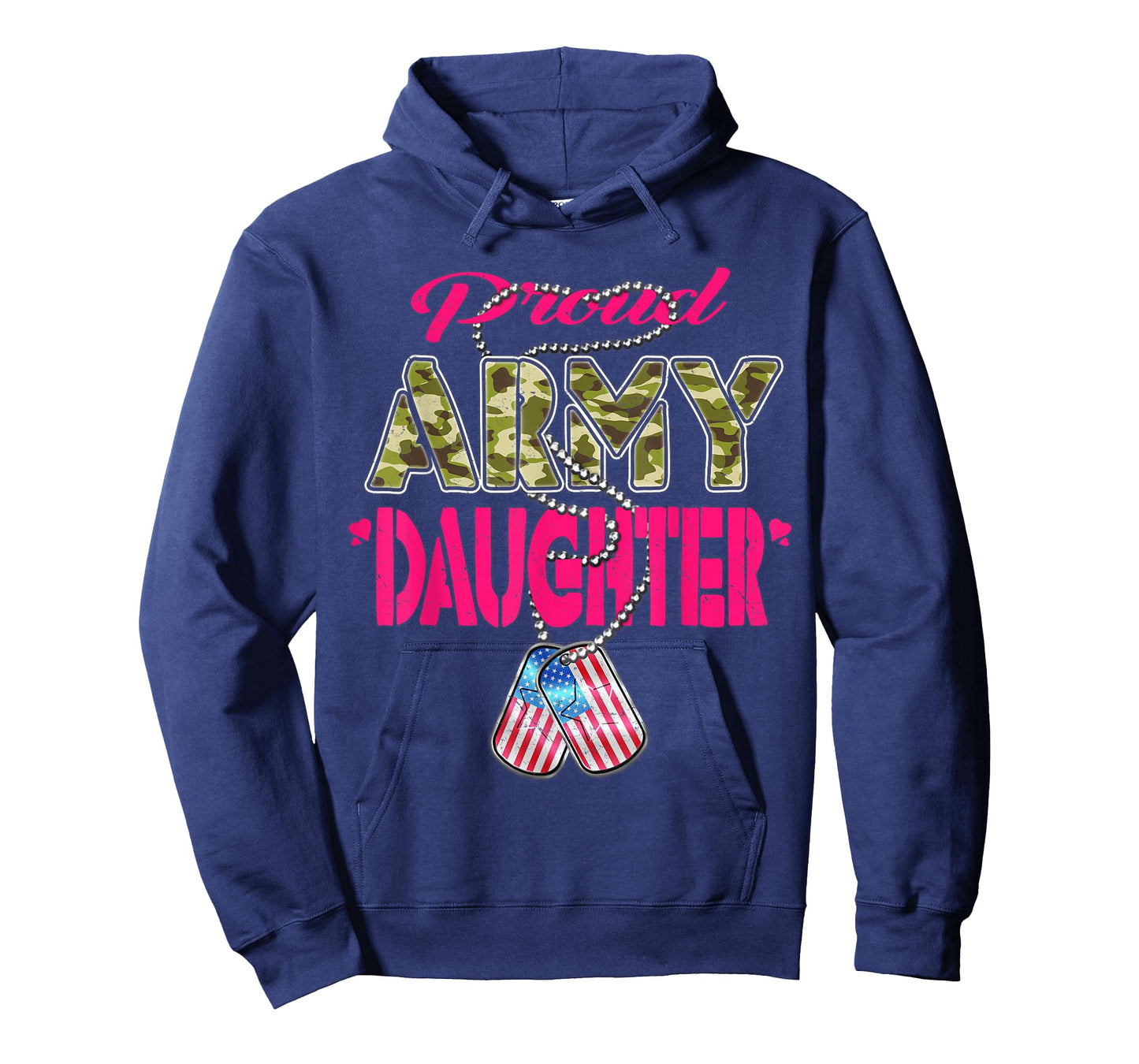 Proud Army Daughter US Flag Camo Dog Tags Military Child T-Shirt