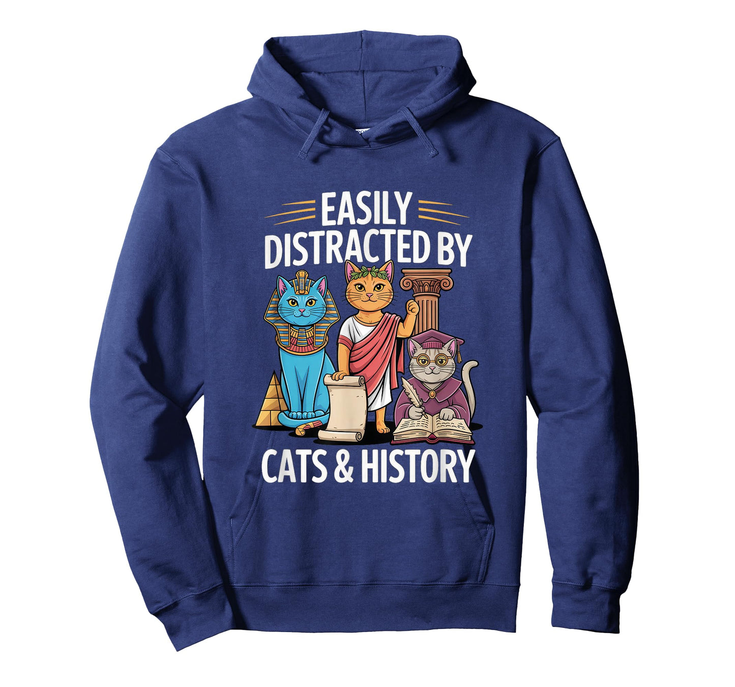 Easily Distracted By Cats & History Teacher Funny Women Men T-Shirt