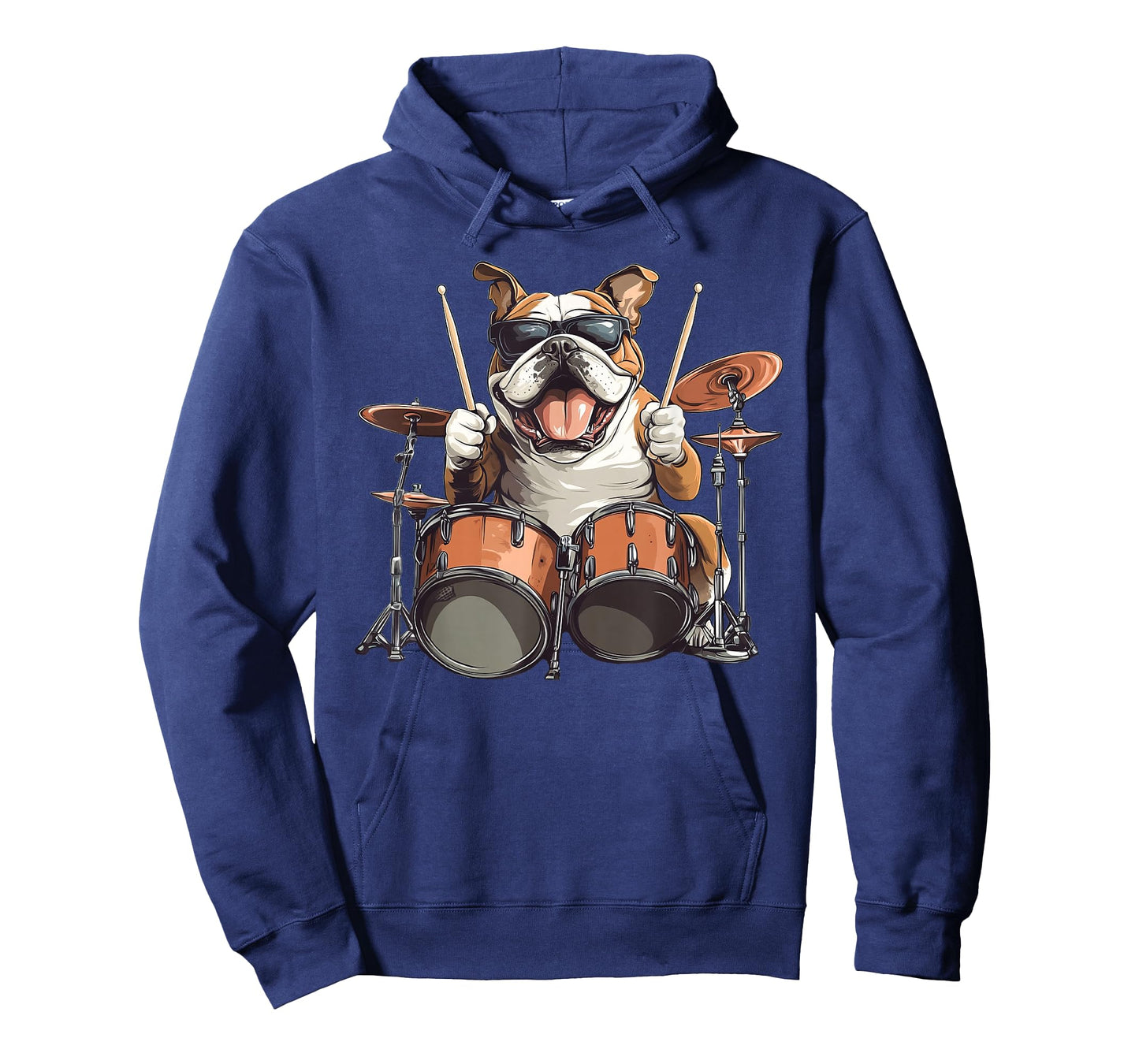 Cute English Bulldog Dog Playing Drums Drummer Music T-Shirt