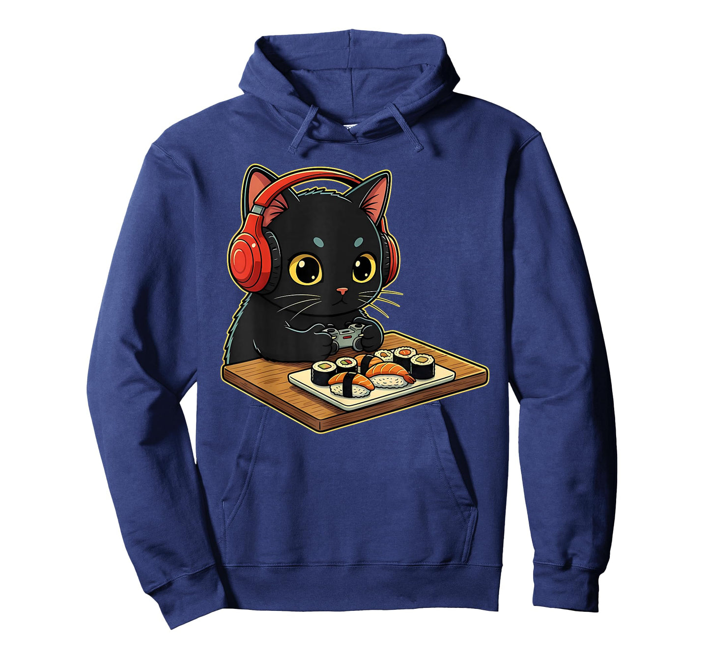 Cute Kawaii Black Cat Funny Sushi Retro Japanese Cat Gaming T-Shirt