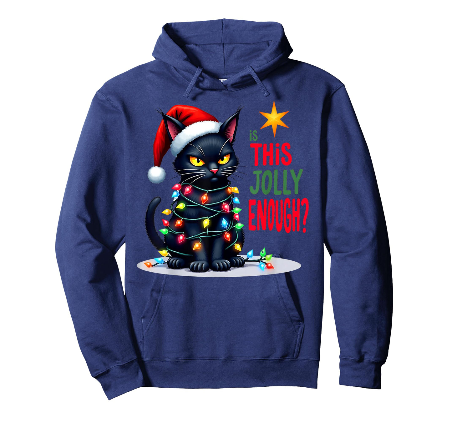Funny Is This Jolly Enough Christmas Black Cat Women Men T-Shirt