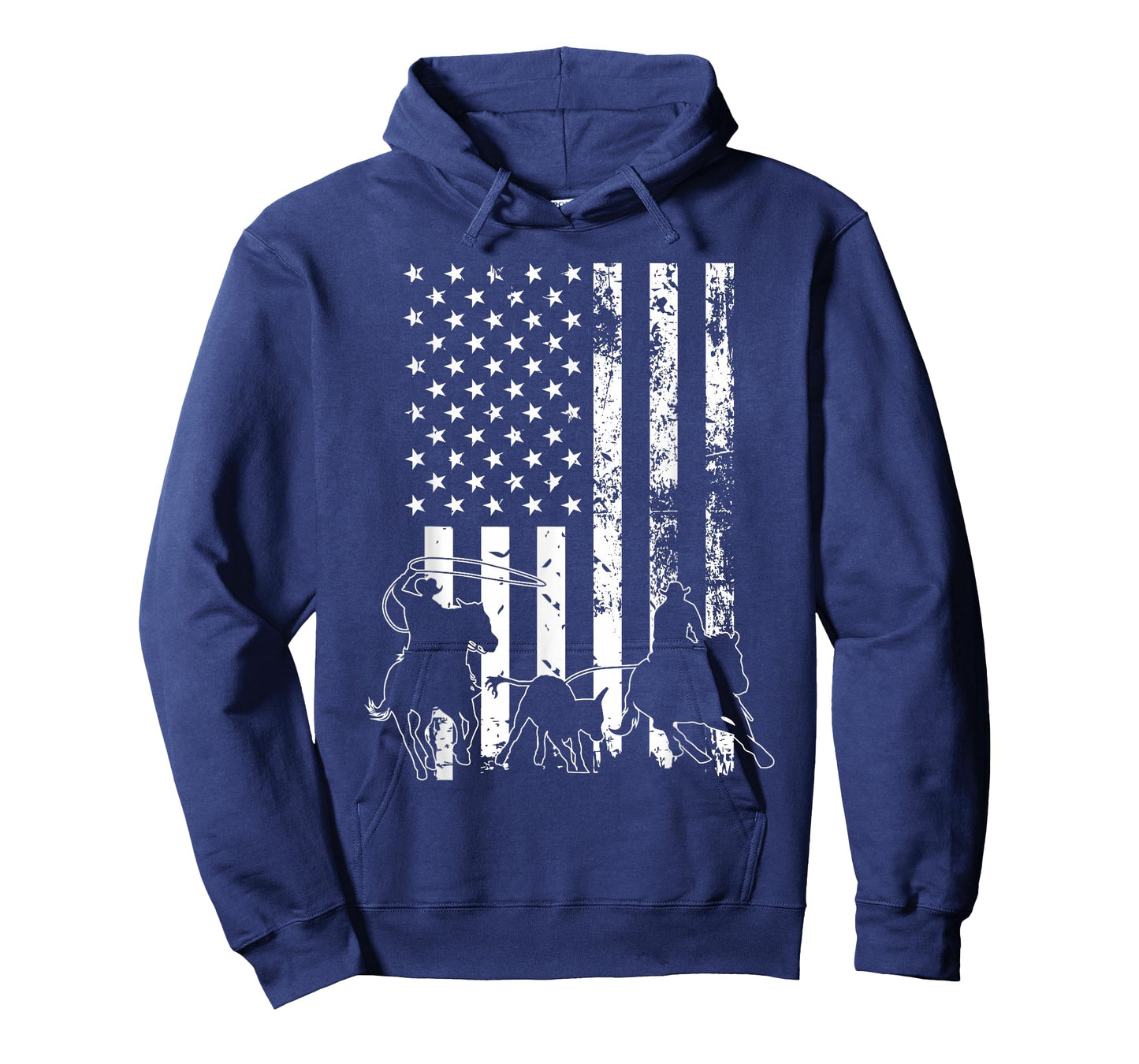 Team Roping - USA Flag Equestrian Horse Riding Header Heeler T-Shirt