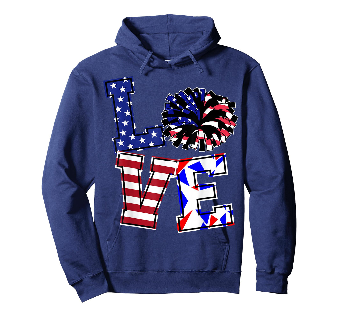 Love Cheer Cheerleader Cheerling US Flag Patriotic Girl Teen T-Shirt