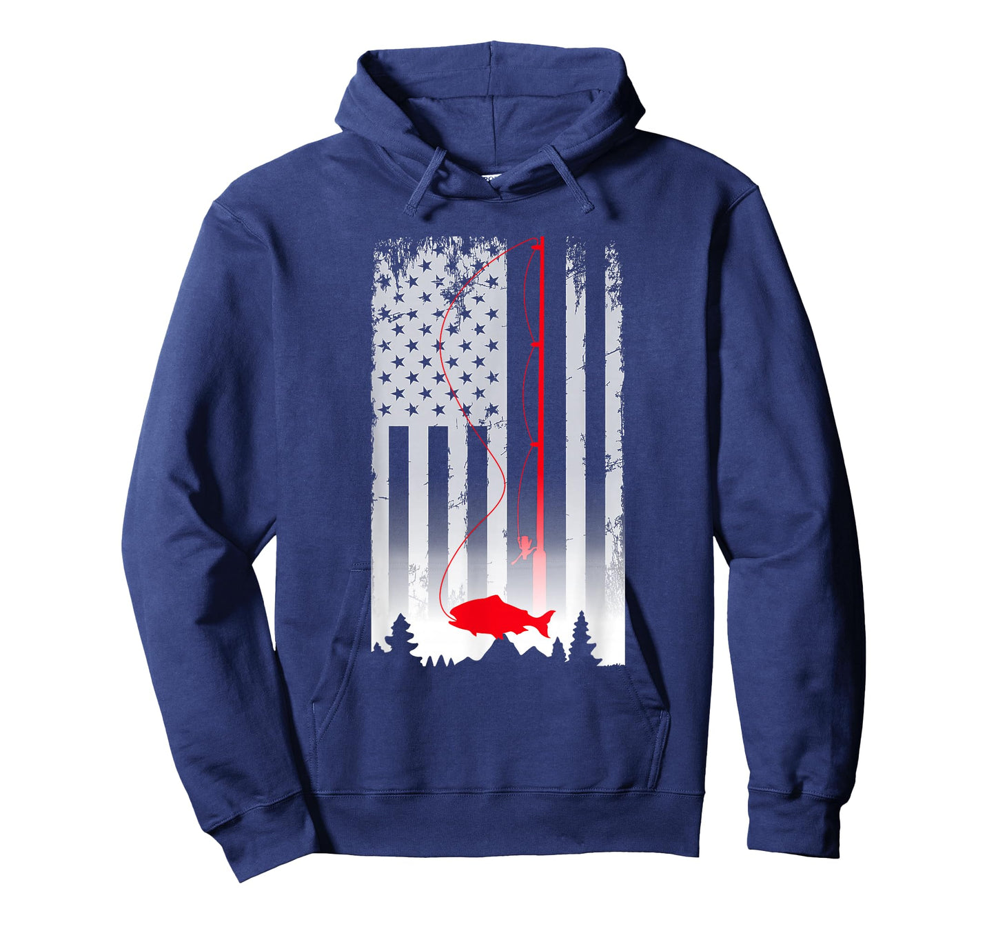 Fishing Pole American Flag Vintage Patriotic Fisherman T-Shirt