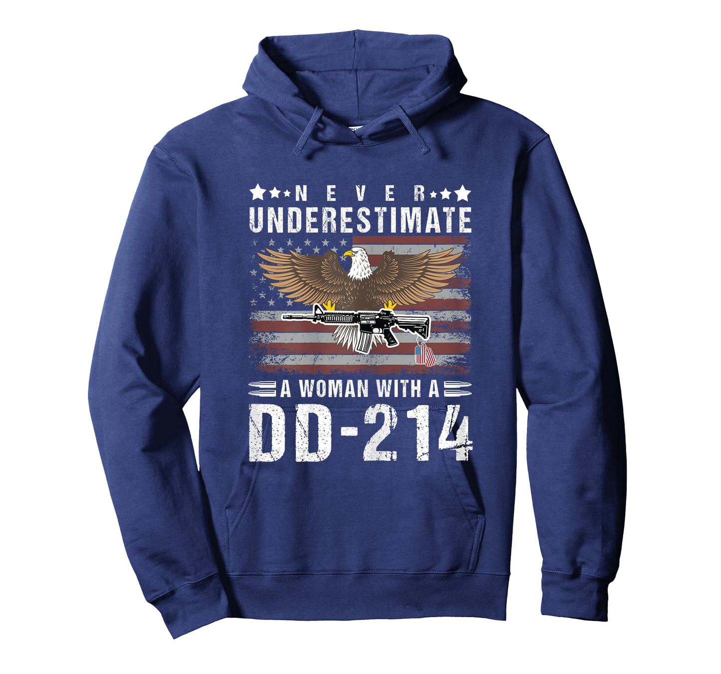Never Underestimate A Woman With A DD-214 Veteran USA Flag T-Shirt