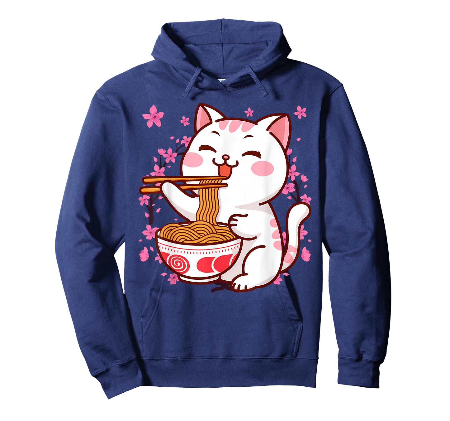 Pink Kawaii Cat Ramen Noodles Anime Japanese Cherry Blossom T-Shirt