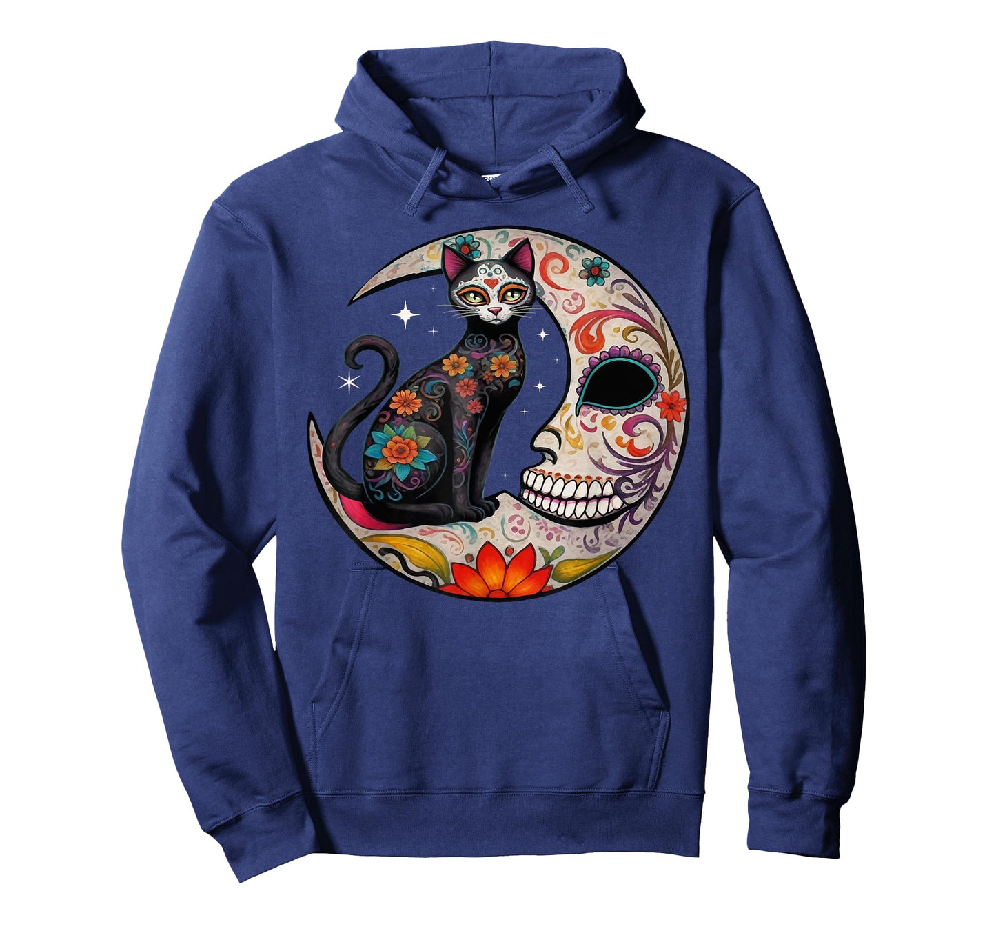 Sugar Skull Cat Moon De Los Muertos Day of Dead Halloween T-Shirt for Men Women
