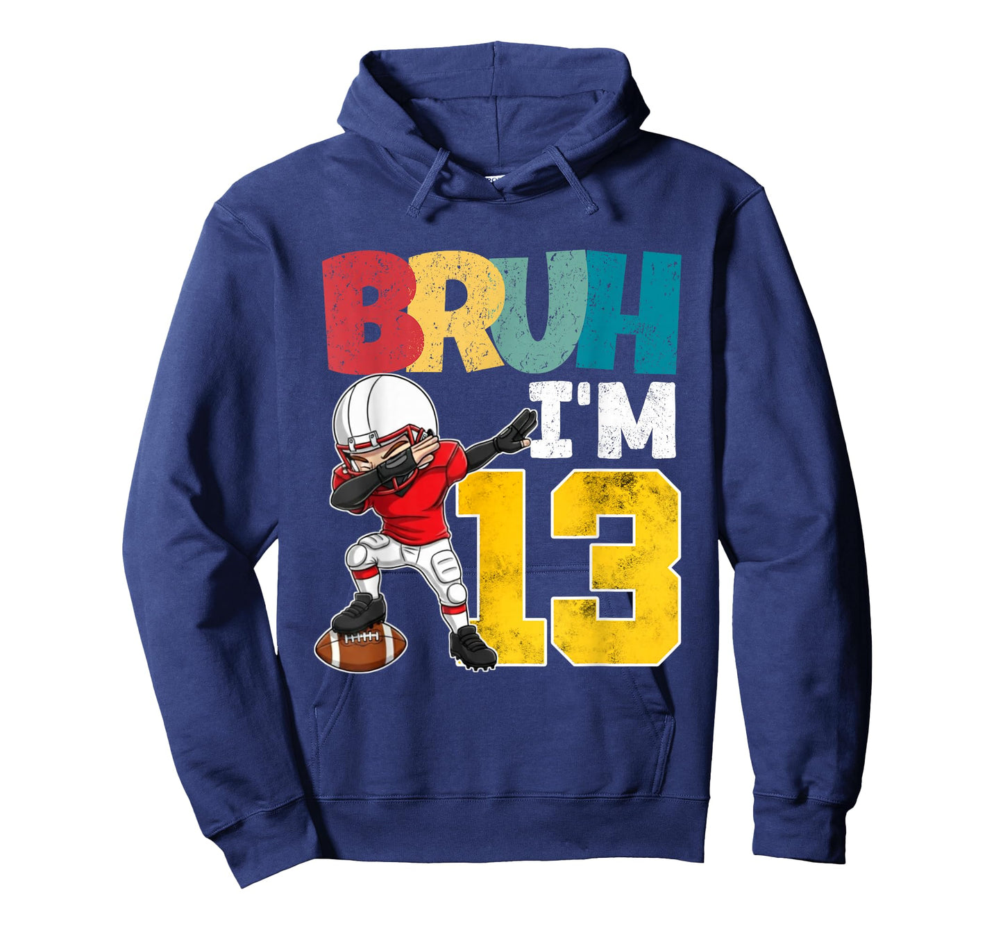Bruh I'm 13 Year Old Football Player Boy 13th Birthday T-Shirt