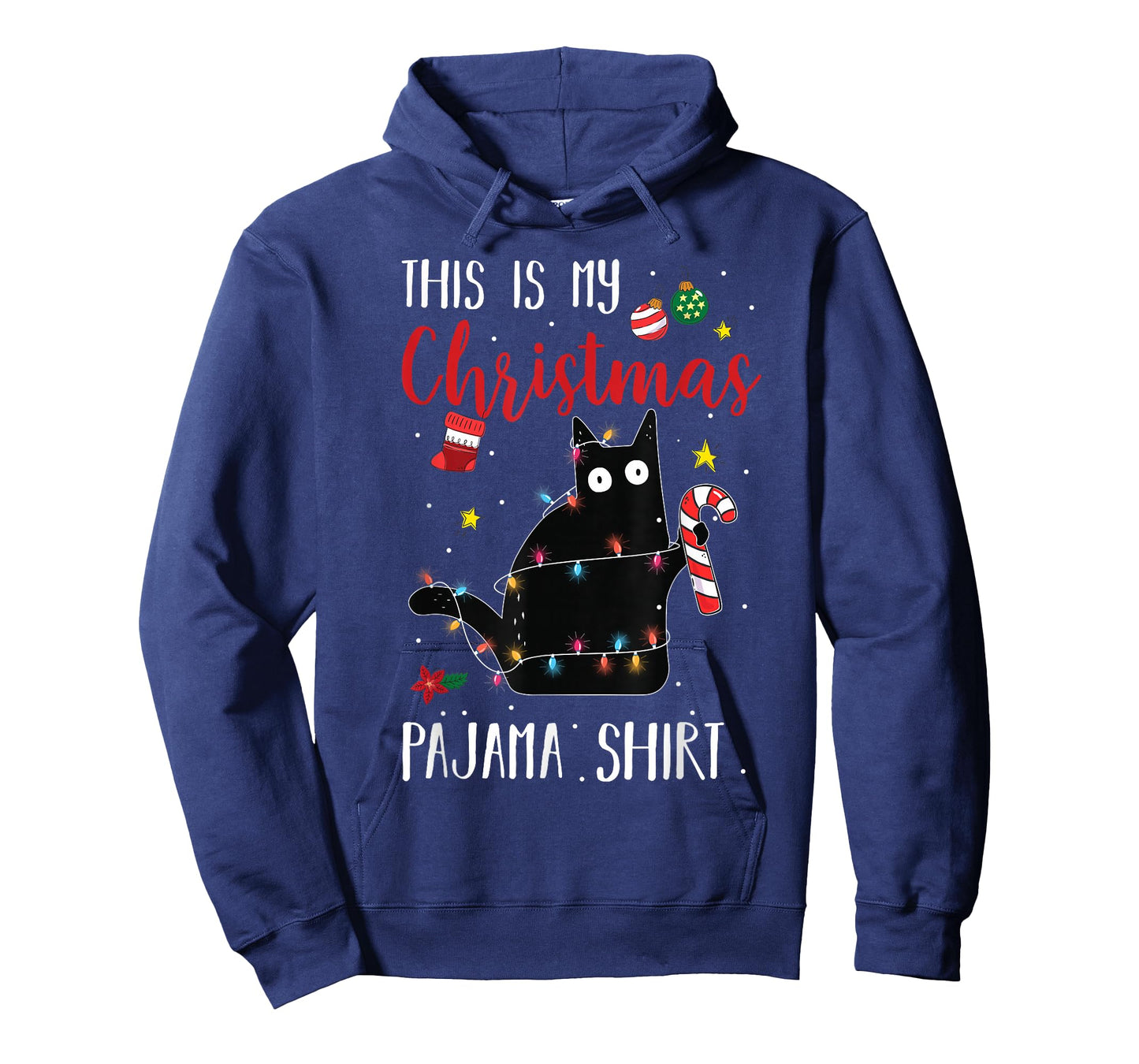 Black Cat This Is My Christmas Pajama Shirt Xmas Lovers T-Shirt