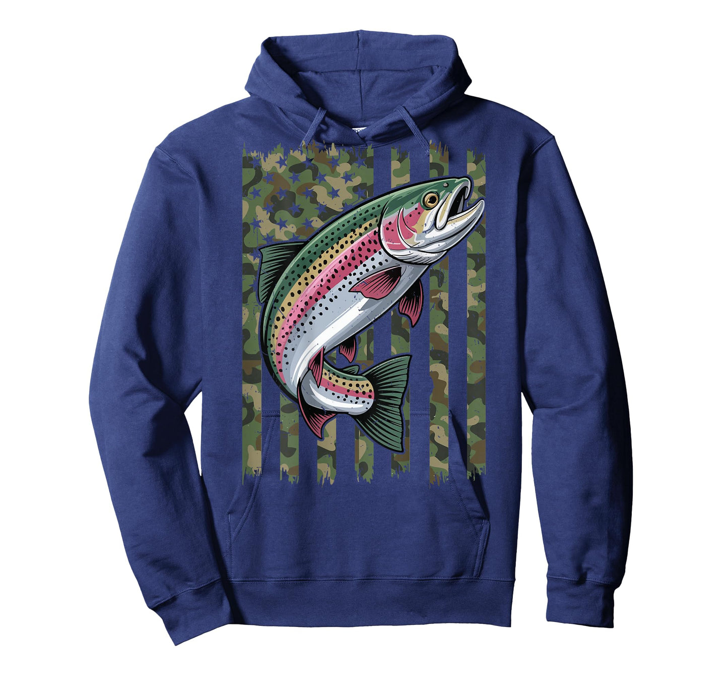 Youth Boy Trout Fishing American Flag Camo Fishing Patriotic T-Shirt