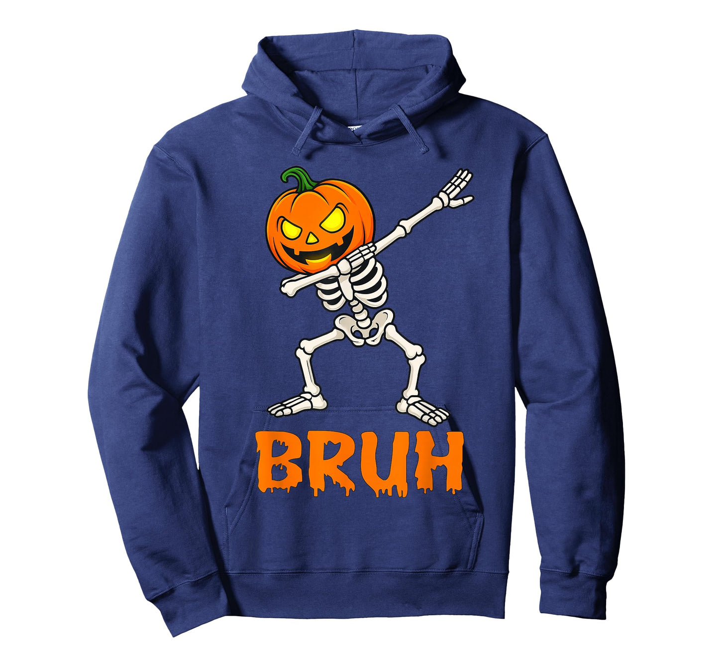 Bruh Dabbing Skeleton Funny Kids Boys Mens Halloween Pumpkin T-Shirt