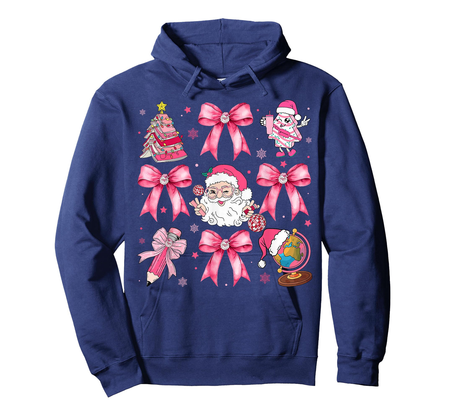 Merry Christmas Pink Santa Coquette Bow Teacher Girl Women T-Shirt