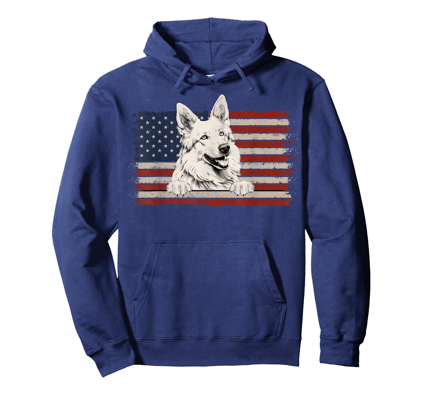 Patriotic White Swiss Shepherd American Flag USA 4th of July T-Shirt