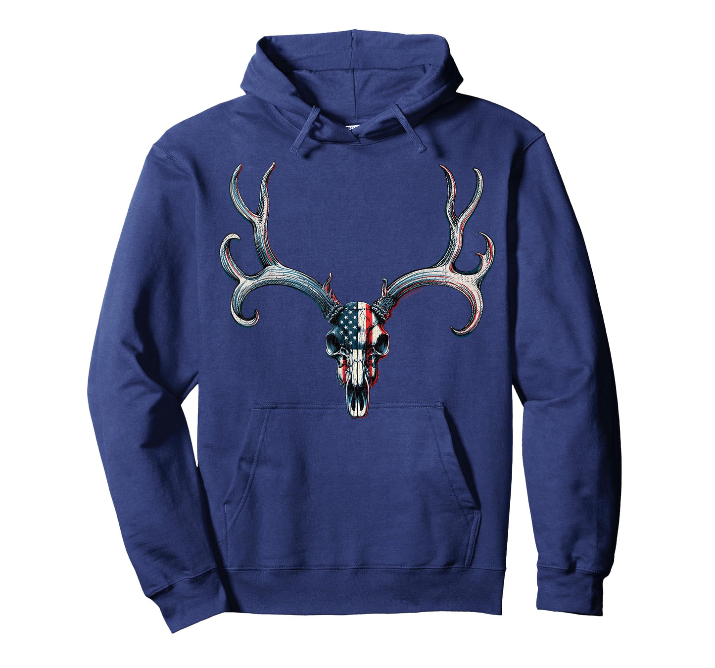 Mule Deer Hunting - American Flag on Buck Skull T-Shirt for Women Men