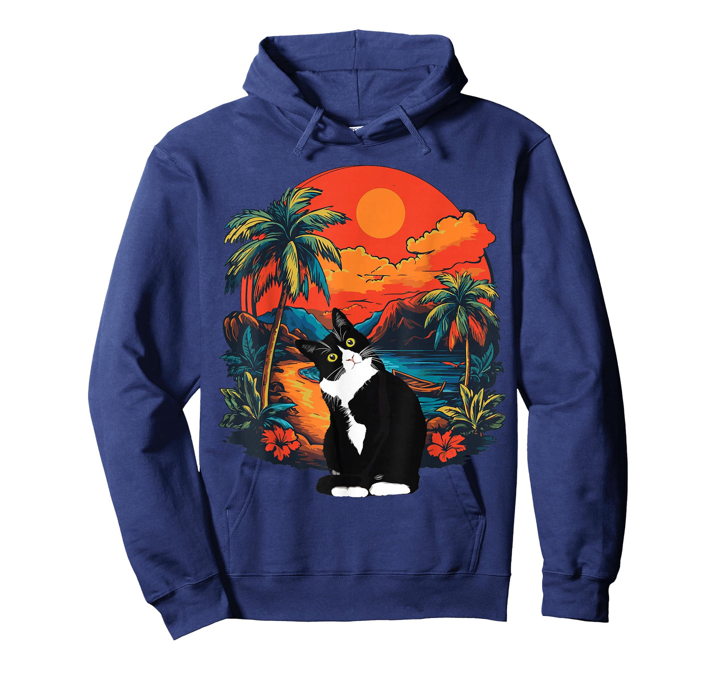 Hawaiian Tropical Tuxedo Cat Mom Dad Gift Animal Lovers T-Shirt