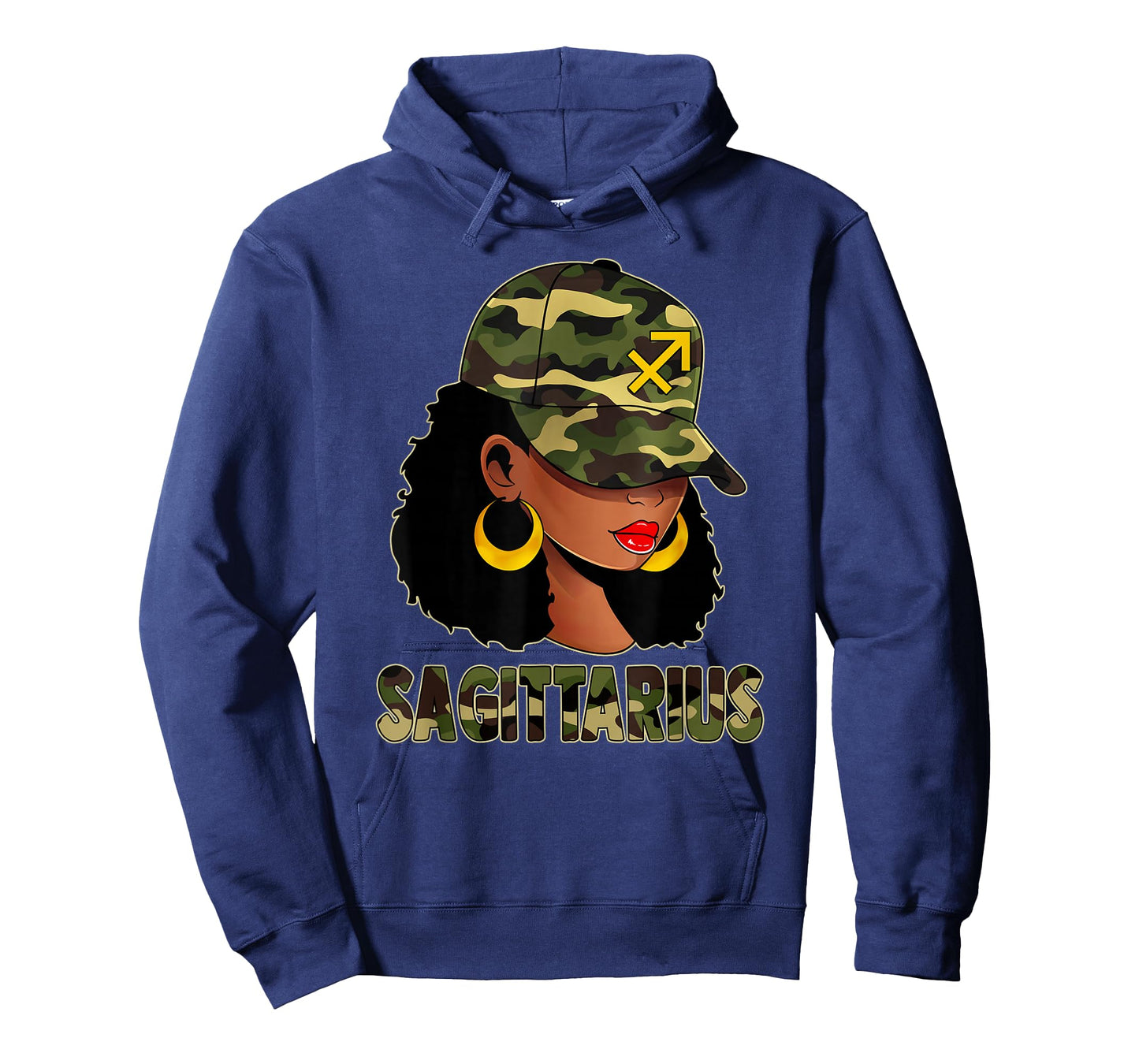 Sagittarius Queen Camouflage Black Woman Cap Zodiac Sign T-Shirt