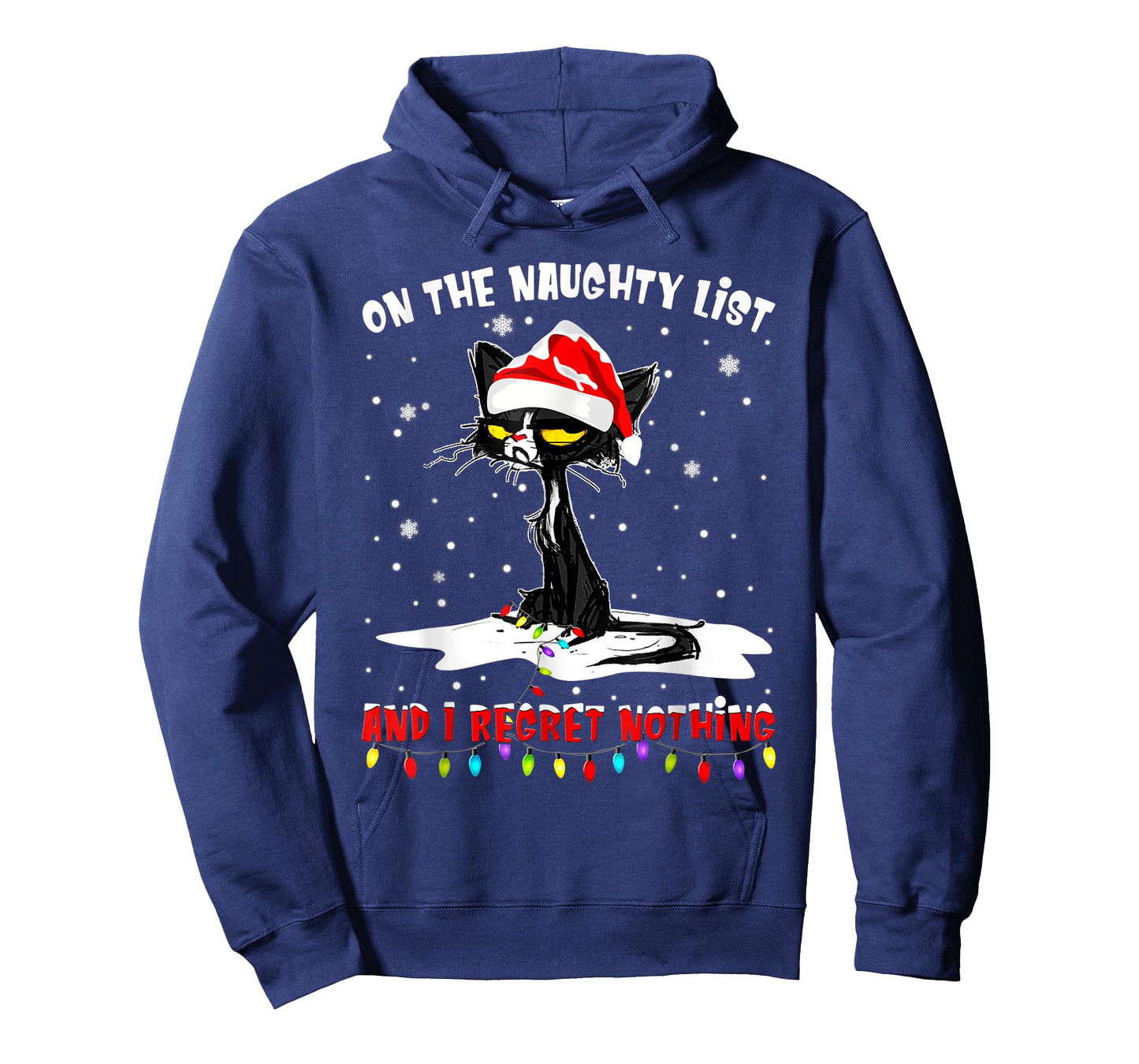 On the naughty list and i regret nothing black cat T-Shirt for Men Women Kids