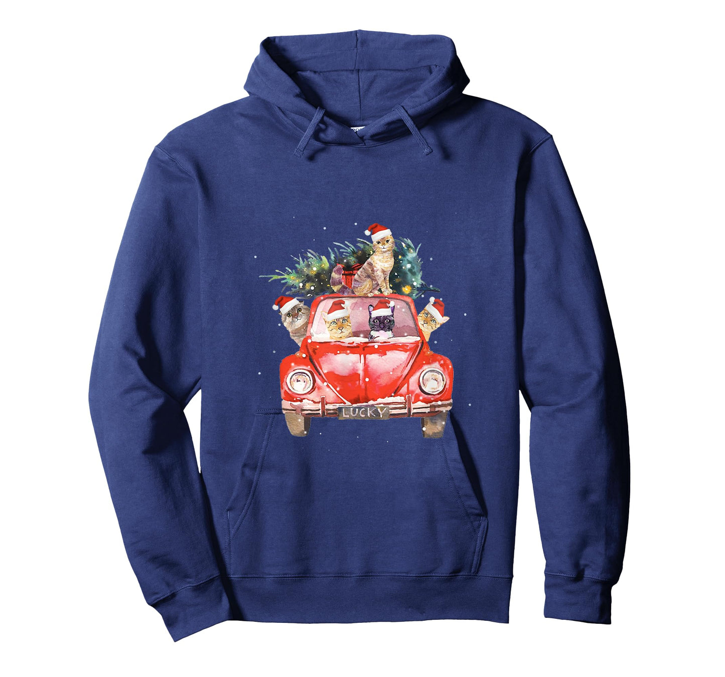 Cat Riding Red Truck Christmas Tree Cat Santa Hat Xmas Gift T-Shirt for Men Women Kids