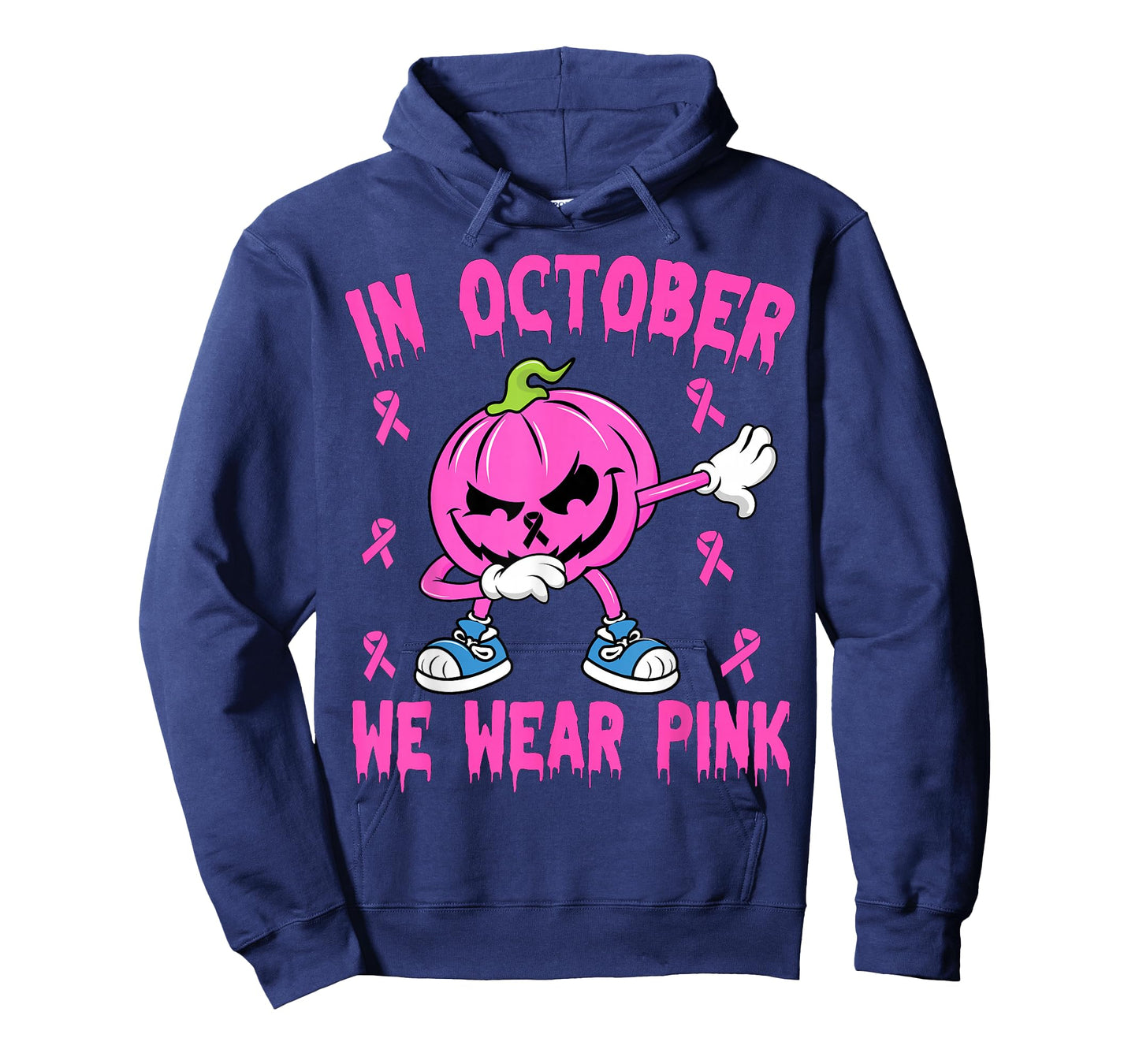in October We Wear Pink Breast Cancer Pumpkin Halloween Boys T-Shirt