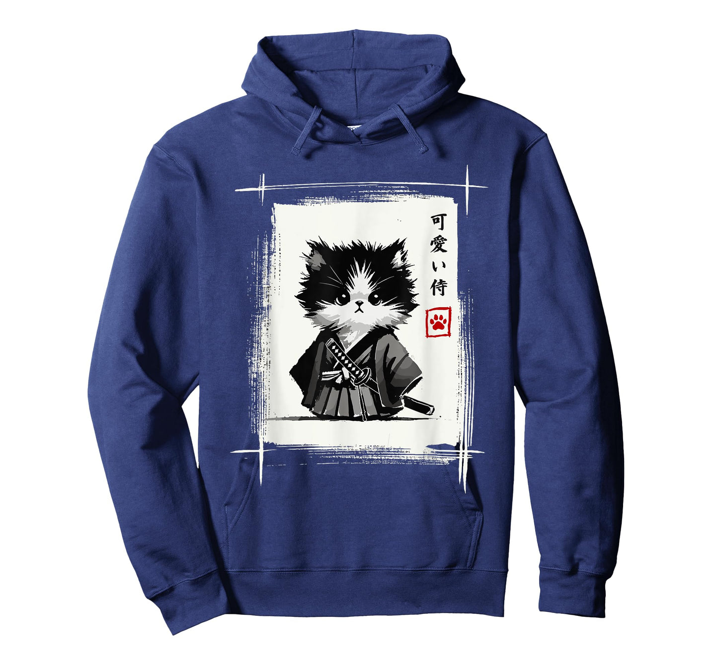Samurai Cat Japanese Art Sumi-e Novelty Kawaii Funny Cat T-Shirt