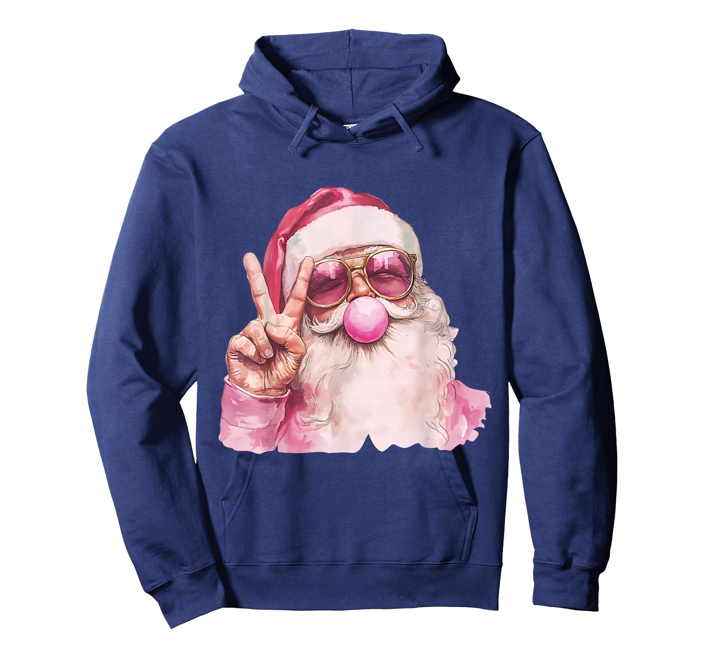 Pink Santa Peace Sign Bubblegum Christmas Vibes T-Shirt