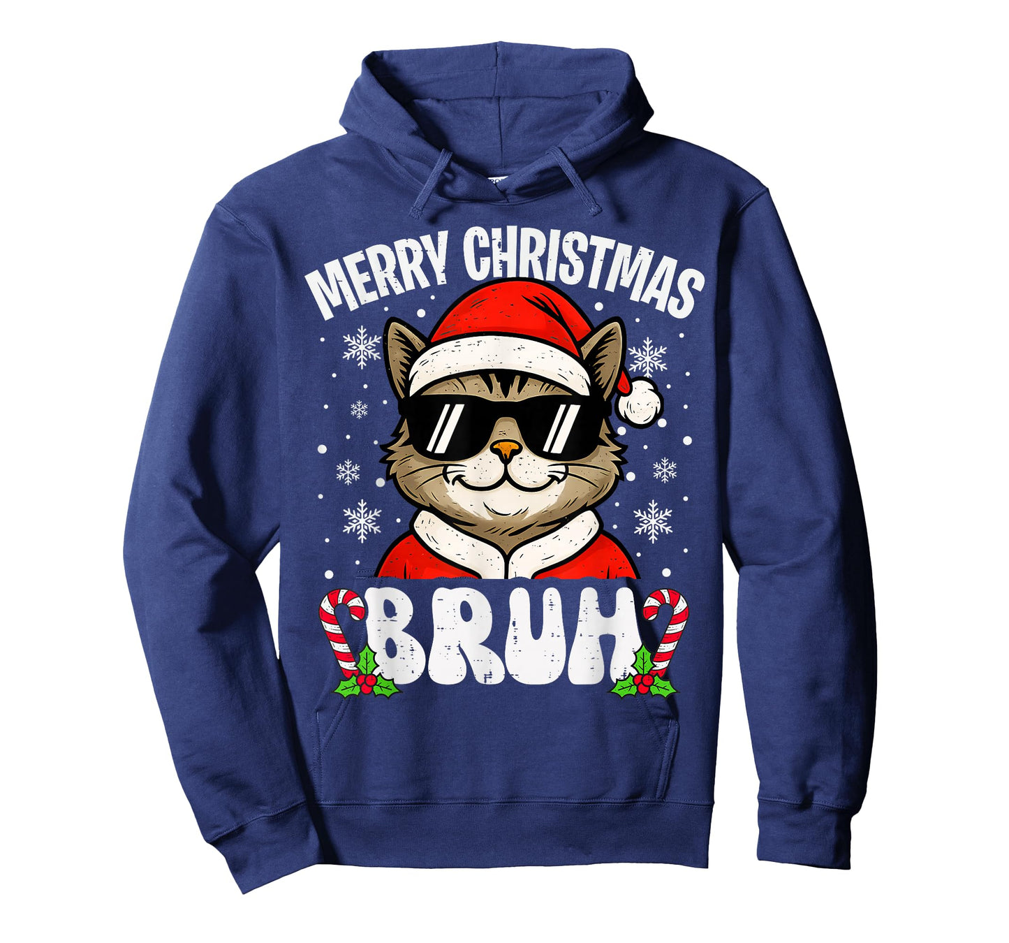 Merry Christmas Bruh Funny Cat Xmas Men Boys Kids PJs T-Shirt