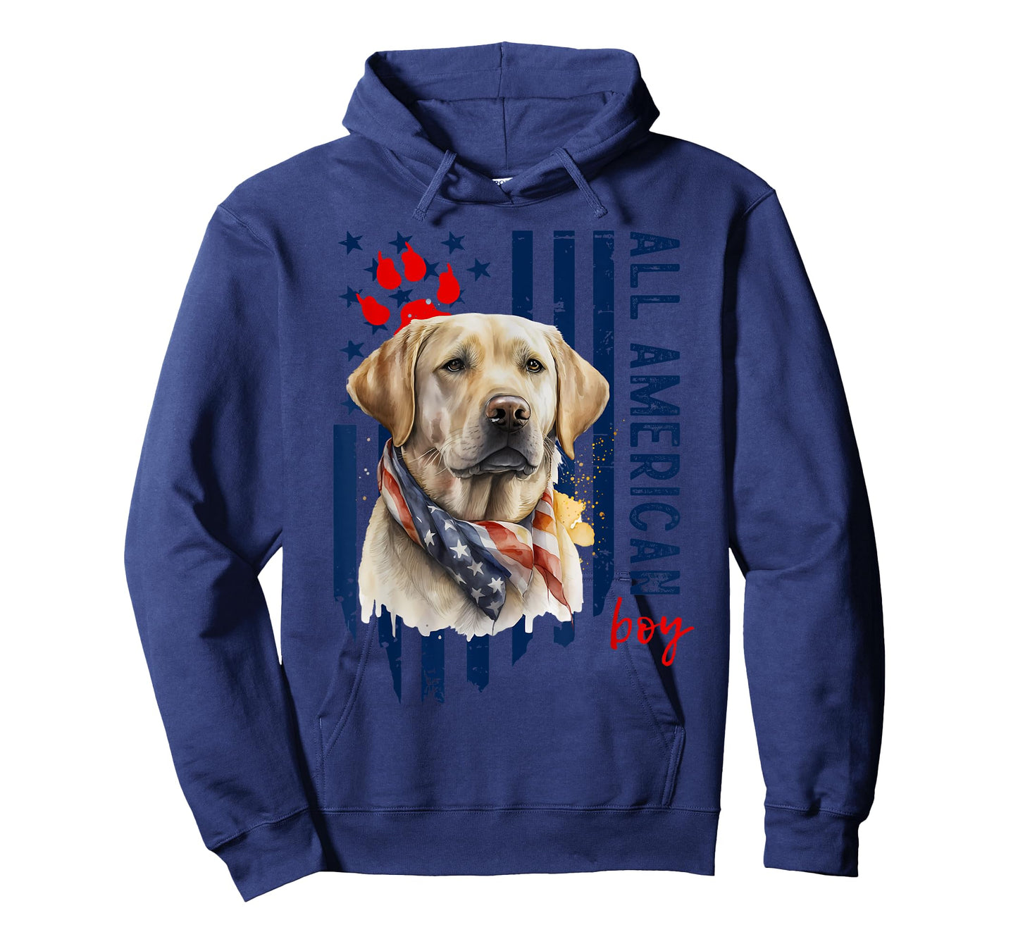 Patriotic USA Flag Yellow Labrador All American Boy Lab Dog T-Shirt