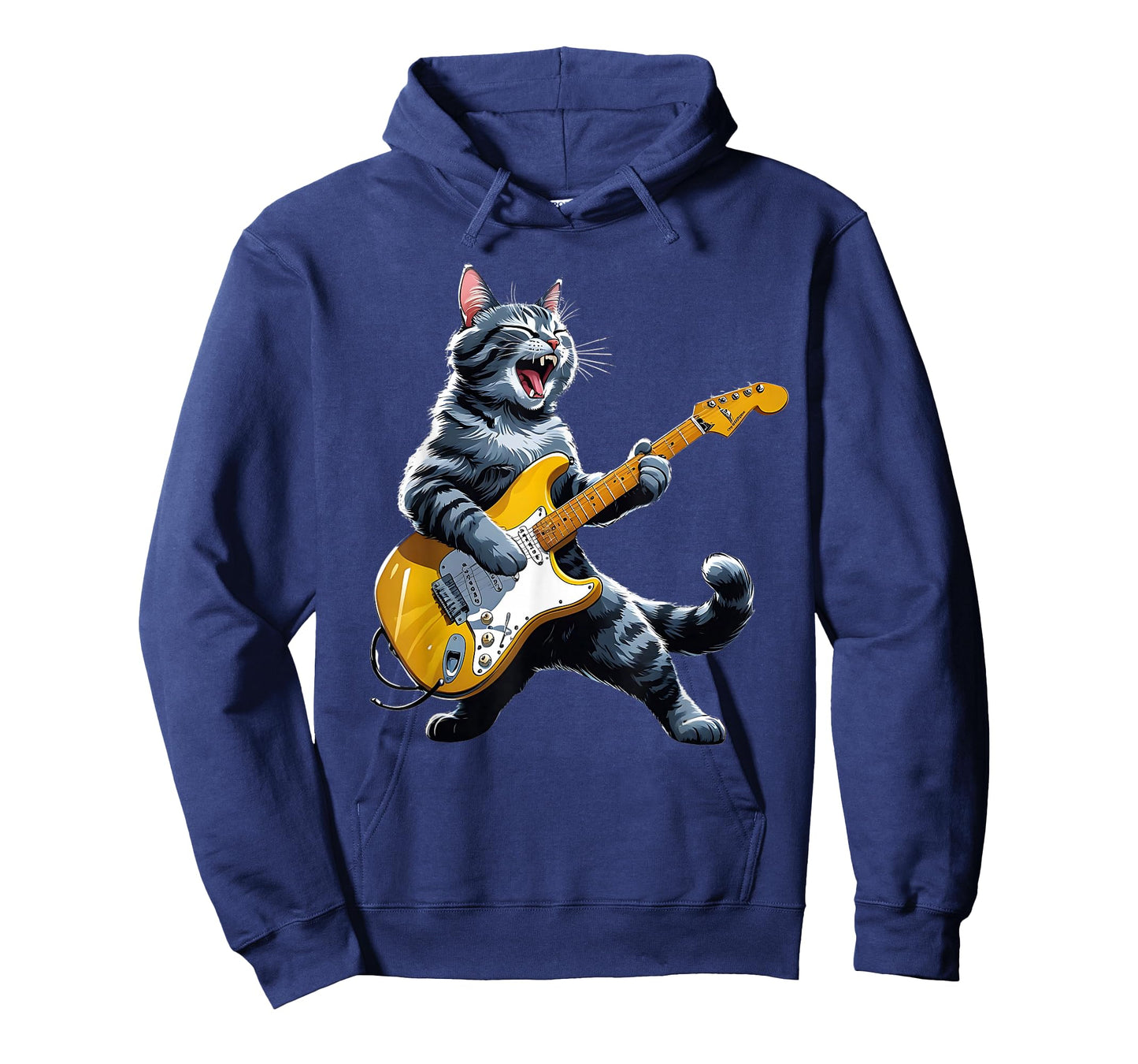 Cat Playing Guitar Rock Star Rock and Roll Men Women Kids T-Shirt