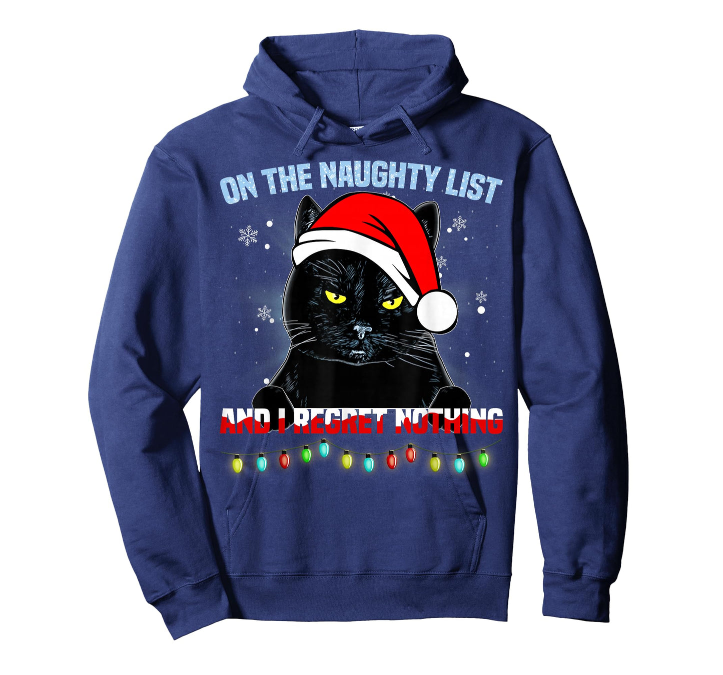 On The Naughty List and I Regret Nothing Cat Christmas T-Shirt