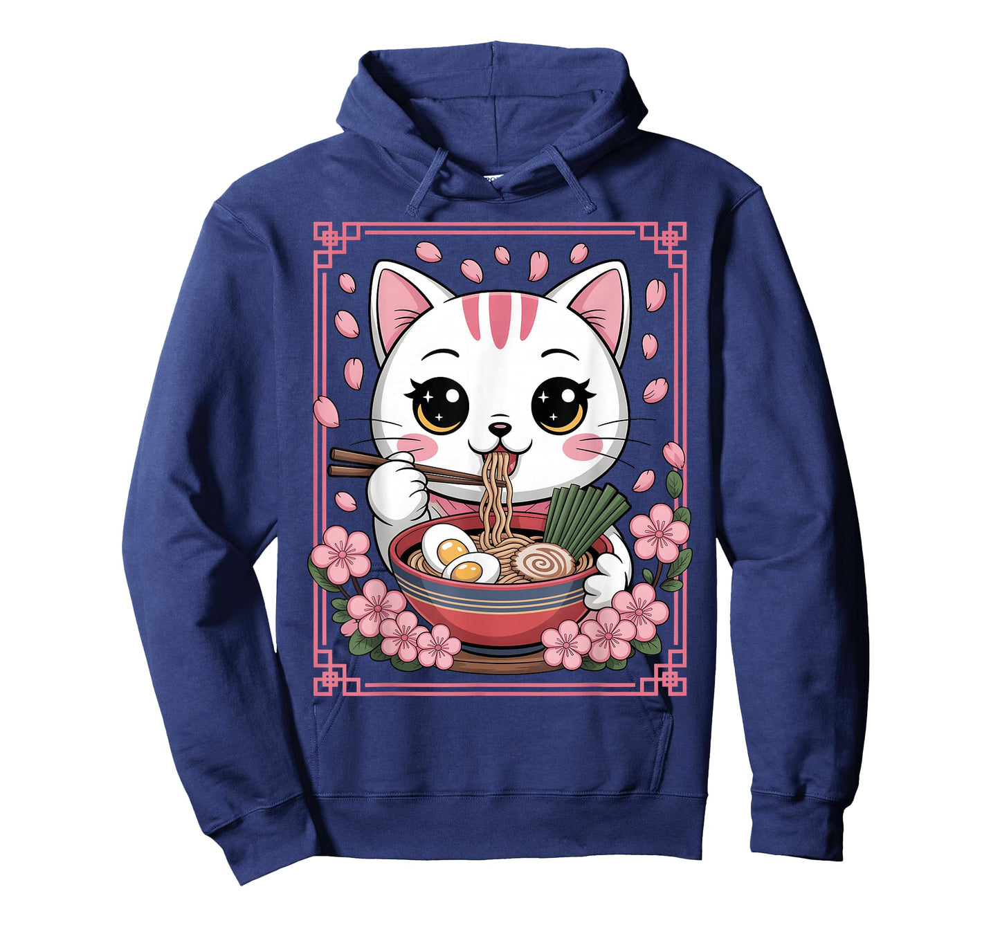 Kawaii Cat Eating Ramen Noodles Japanese Anime Girls Teens T-Shirt