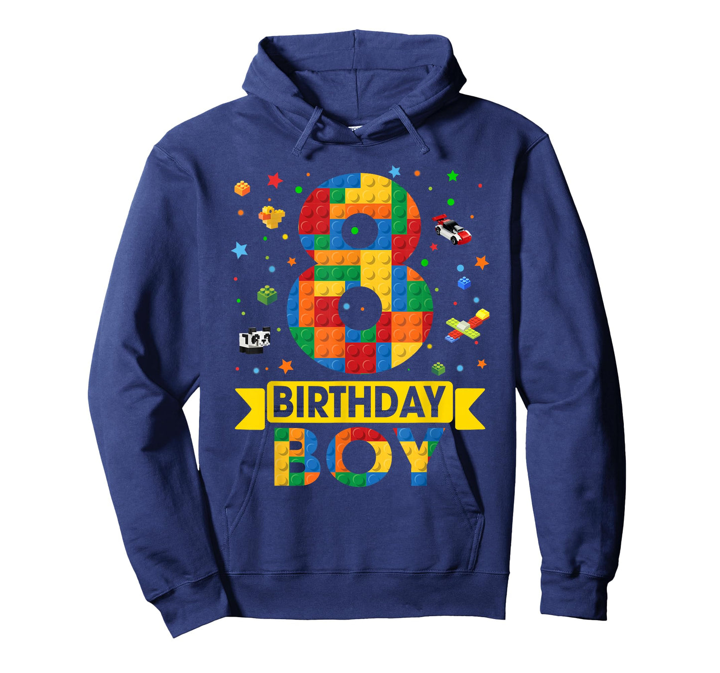 Kids Funny 8 Year Old Building Blocks 8th Birthday Boy T-Shirt