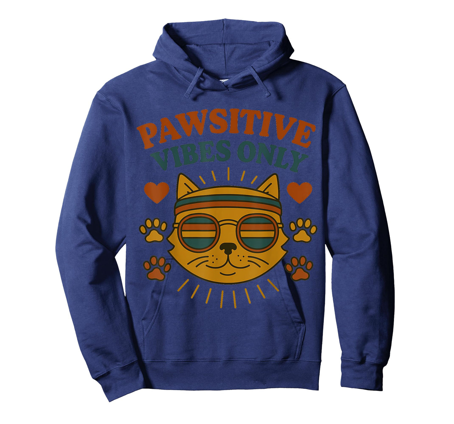Pawsitive Vibes Only Cool Retro Cat Funny T-Shirt